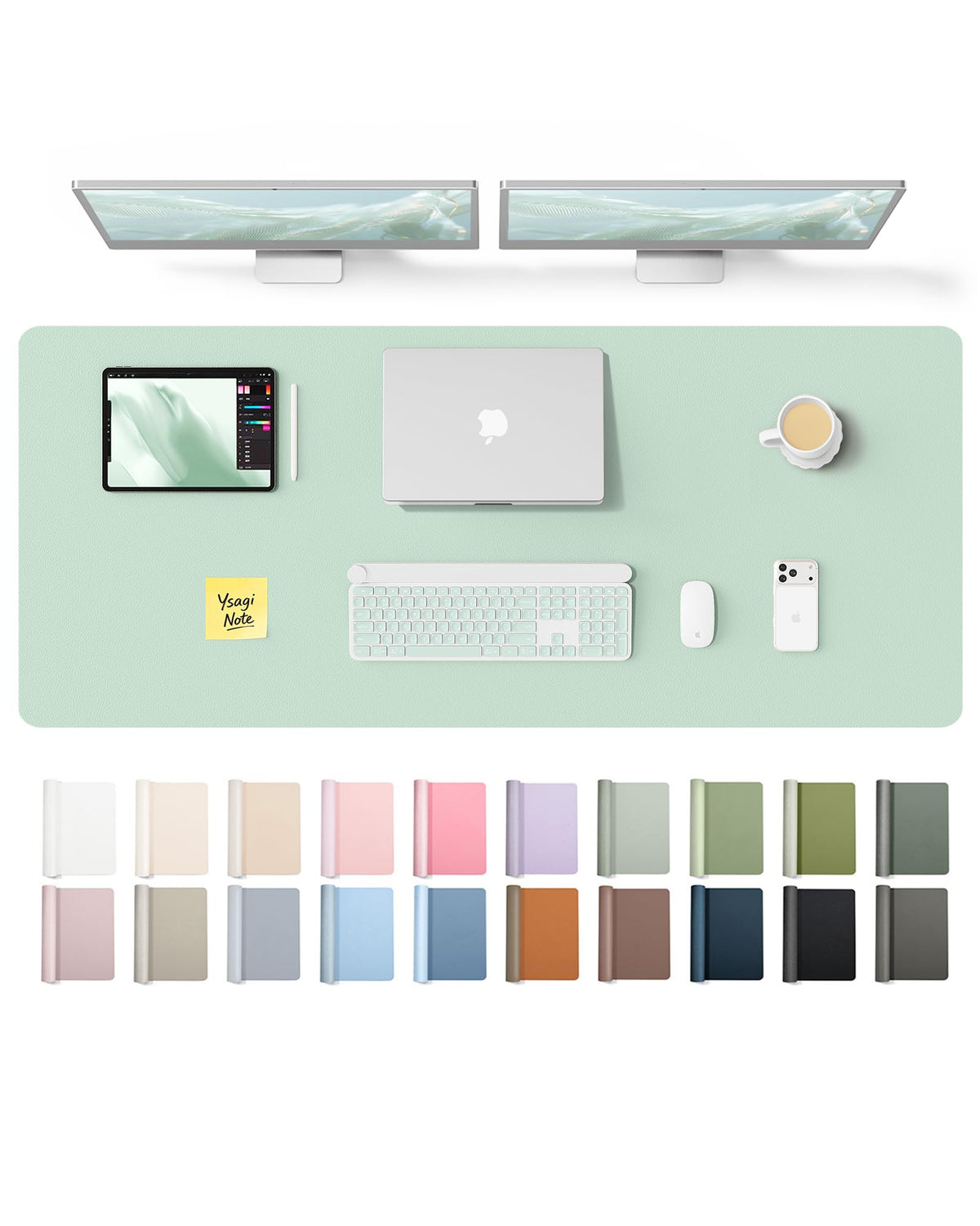 YSAGi Leather Desk Pad Protector, Office Desk Mat, Large Mouse Pad, Non-Slip PU Leather Desk