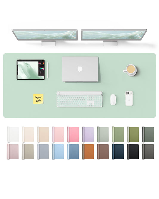 YSAGi Leather Desk Pad Protector, Office Desk Mat, Large Mouse Pad, Non-Slip PU Leather Desk
