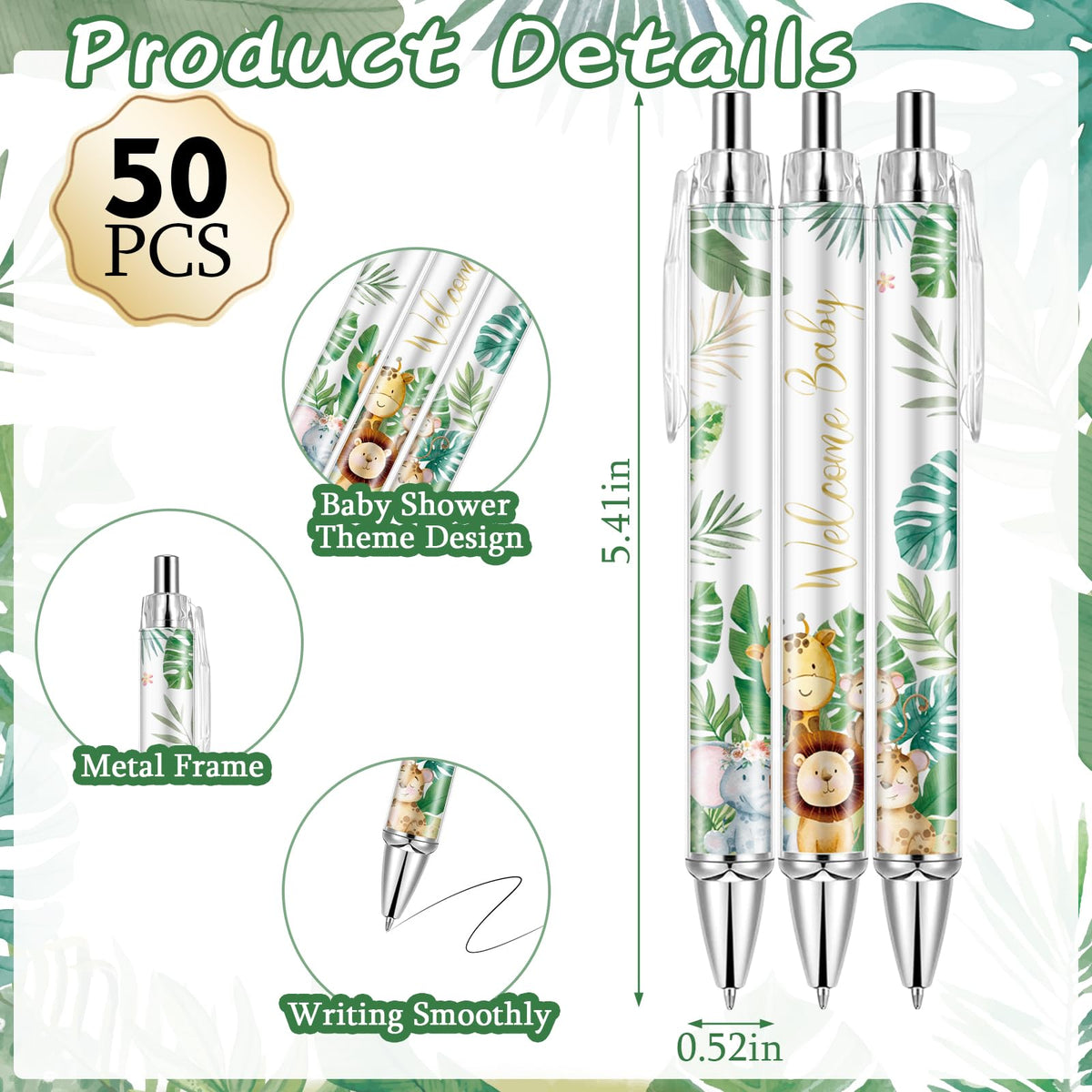 Lebsitey 50 Sets Pen Baby Shower Favors Gifts for Guests Includes 50 Rolling Paper Ballpoint Pens