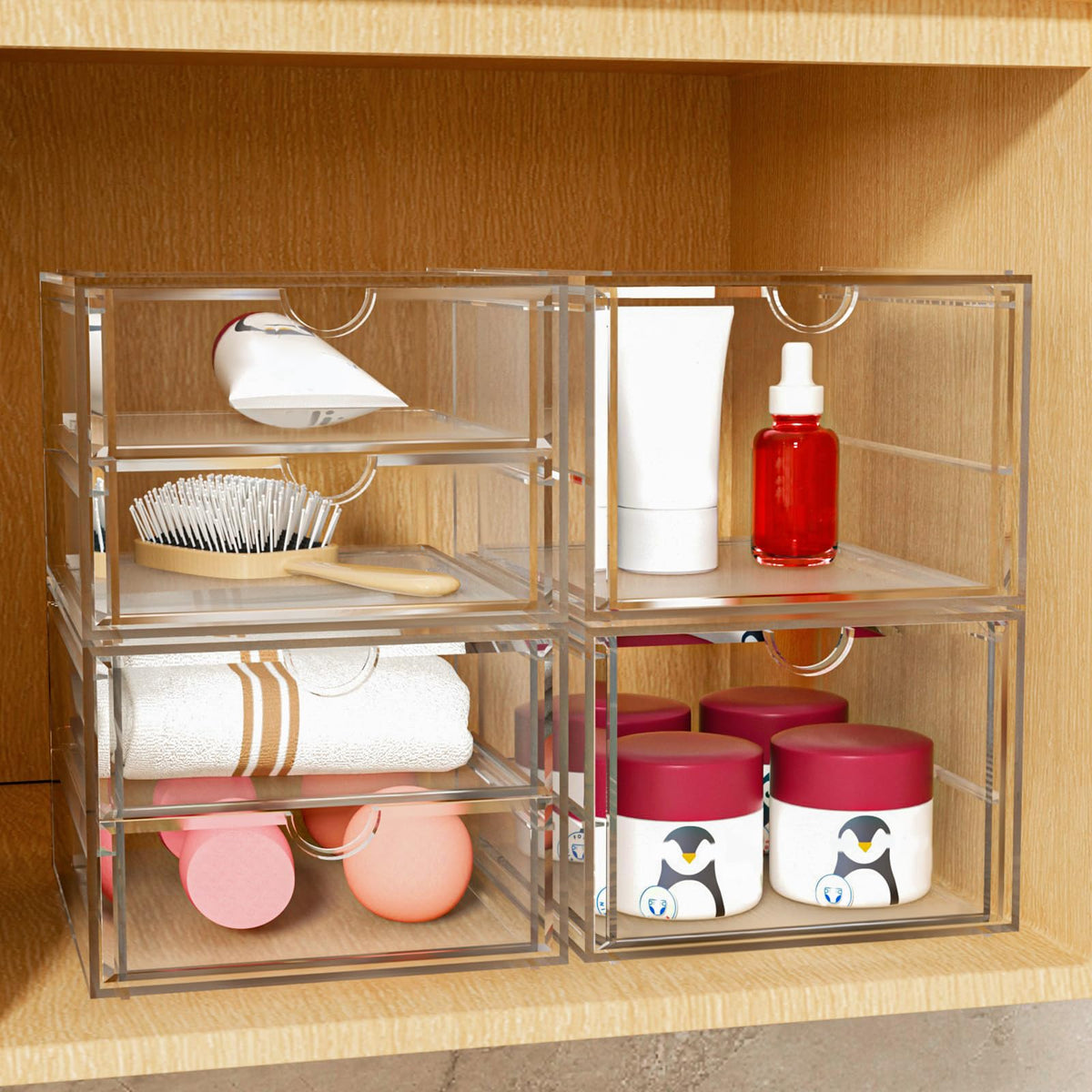 caktraie Acrylic 6-Drawer Office & Makeup Storage Organizer,Desk