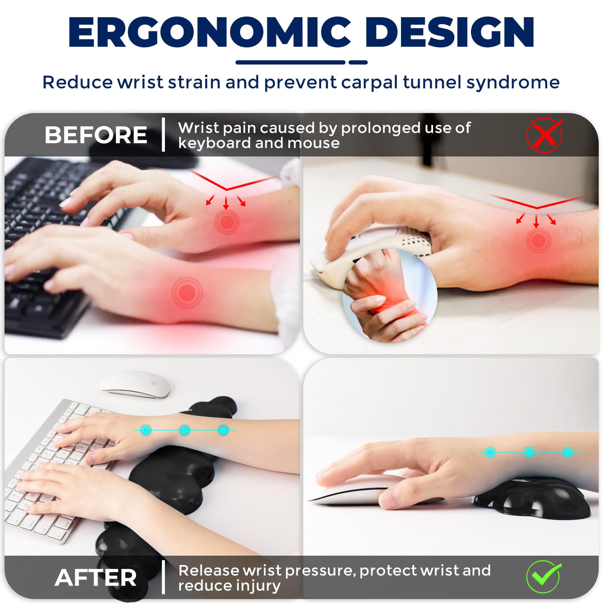 ABRONDA Gel Cloud Keyboard & Mouse Wrist Rest Set - Cloud Keyboard Wrist Rest Pad & Mouse Support