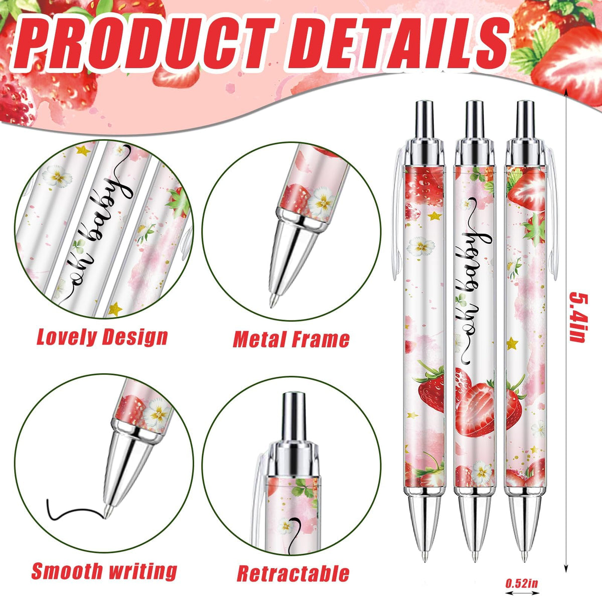EYNDYN 145 Pieces Strawberry Baby Shower Favors for Guest Berry Sweet Baby Ballpoint Pens and