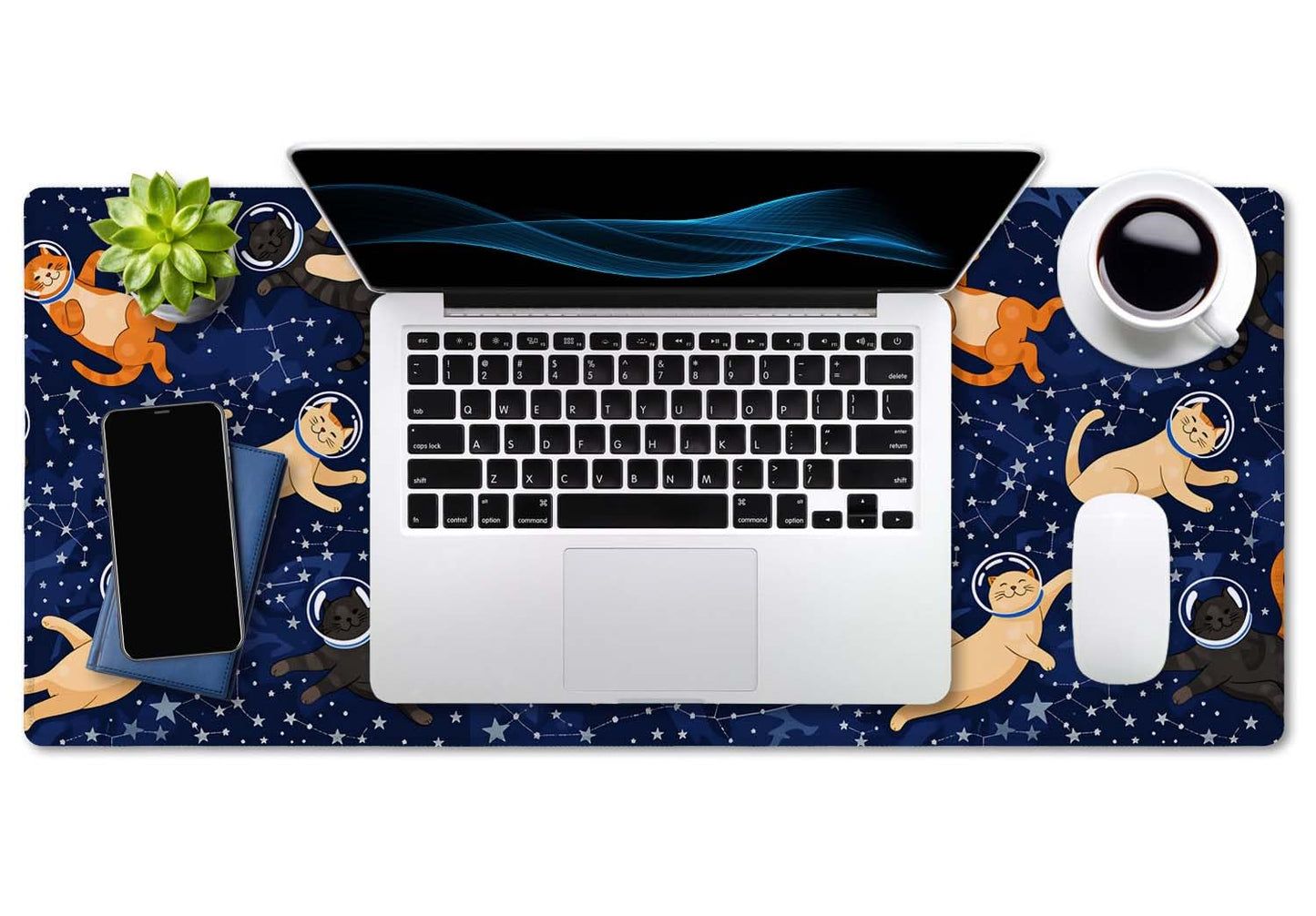 SSOIU Cute Cats & Constellations Desk Mat - Extra Large, XXL Gaming Mouse Pad, 35.5" x 15.7"