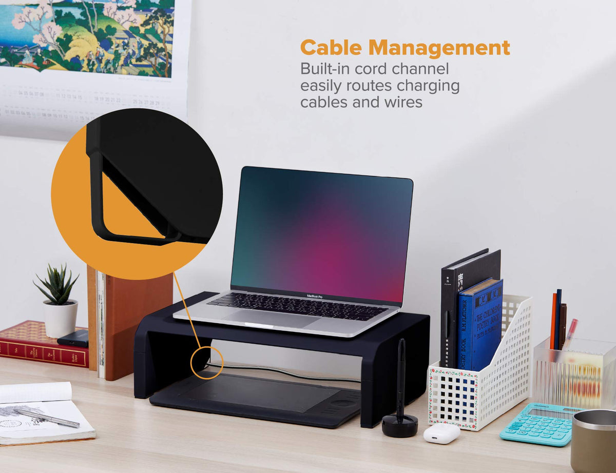 Bostitch Office Konnect Adjustable Monitor Stand Riser, 4 Height Adjustments, Built-In Cable