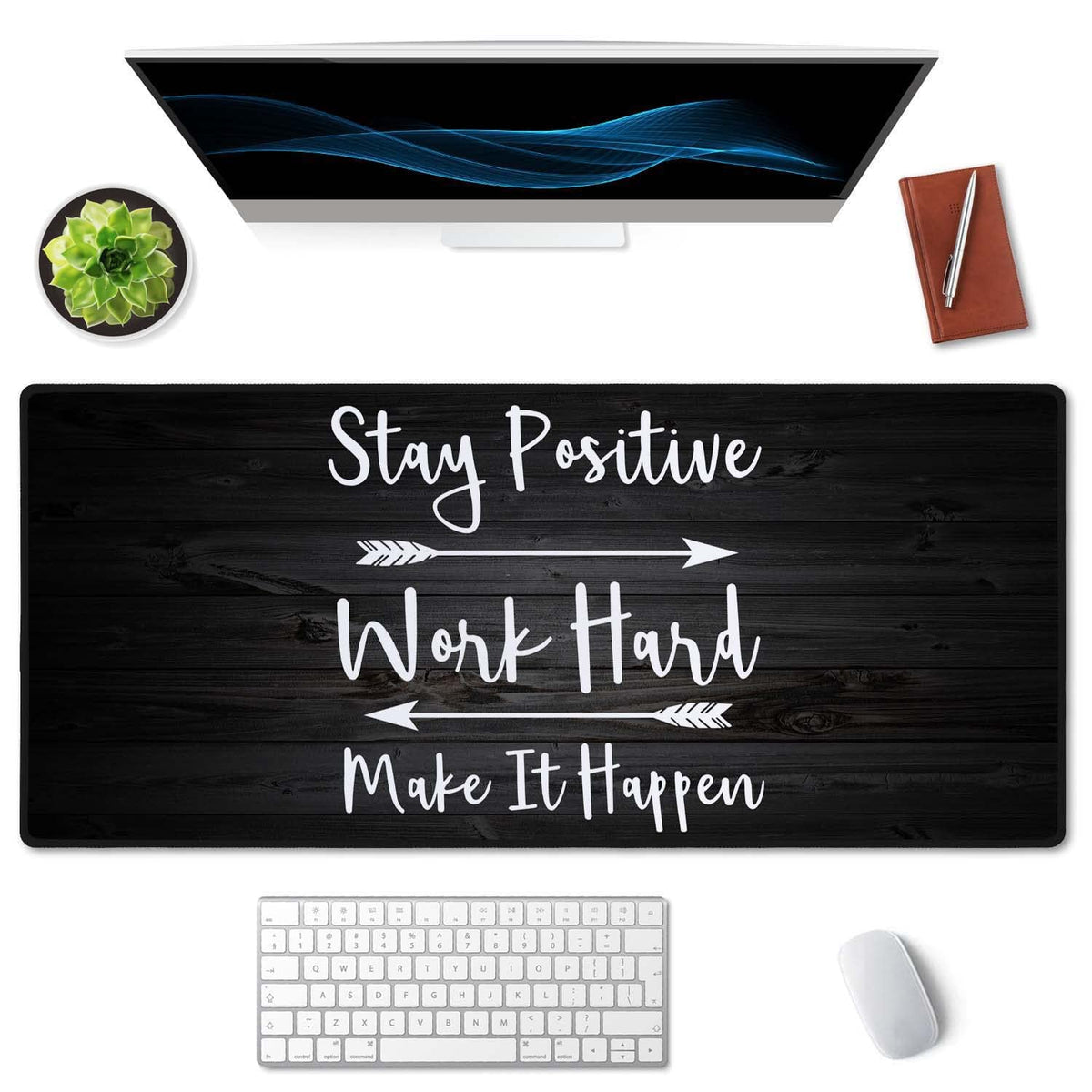 Extended Gaming Mouse Pad (35.5x15.7 in), Stay Positive Work Hard and Make It Happen Inspirational