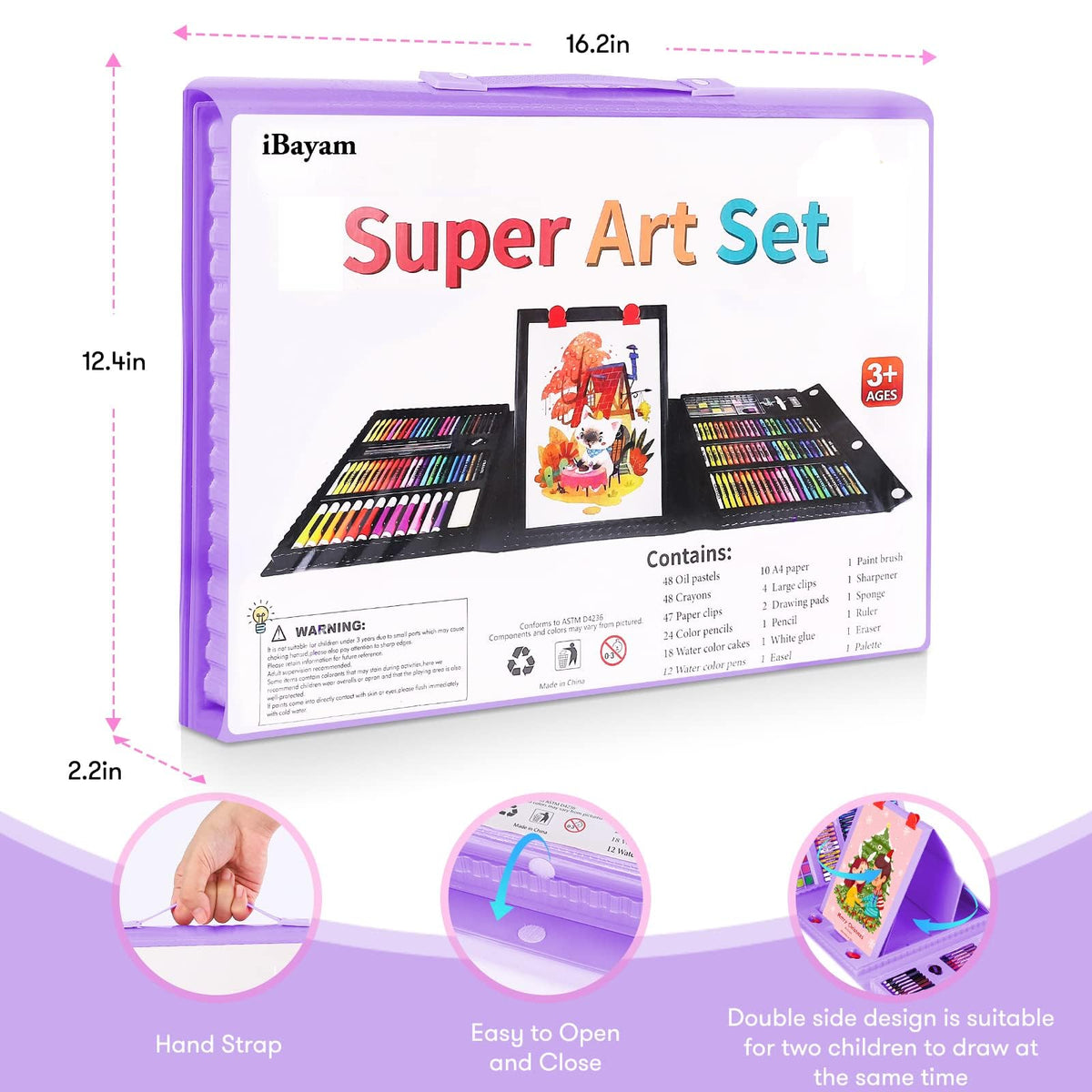 iBayam 251-Pc Art Kit – Easel, Sketchbook, Scratch Paper, Crayons & Pencils