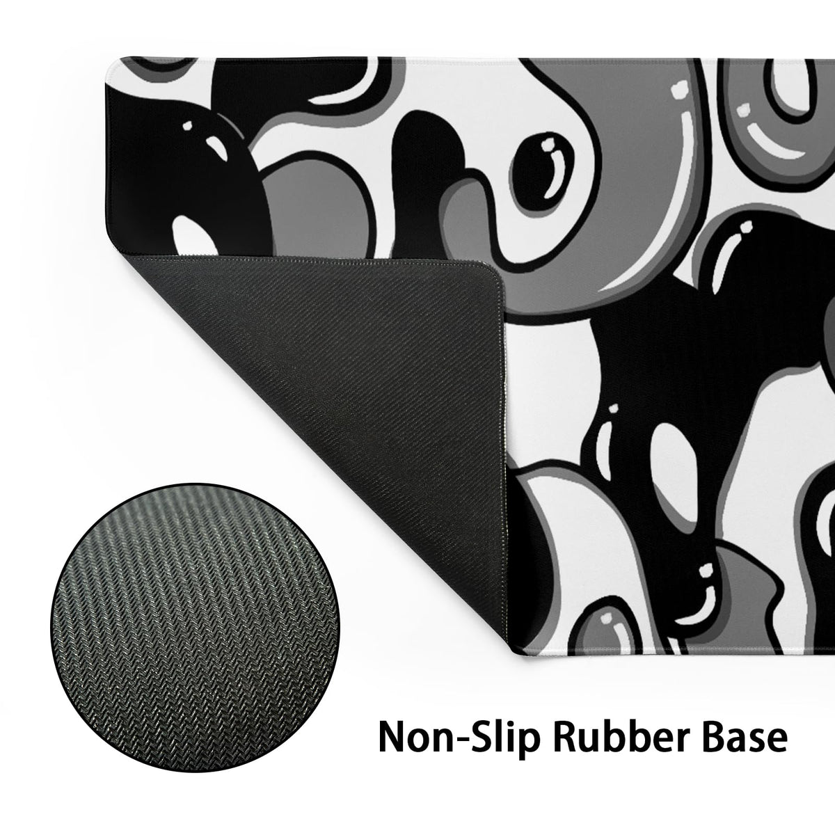 Black White Geometric Japanese Mouse Pad Desk Mat 35.4" x 15.7" Abstract Extended Large Gaming