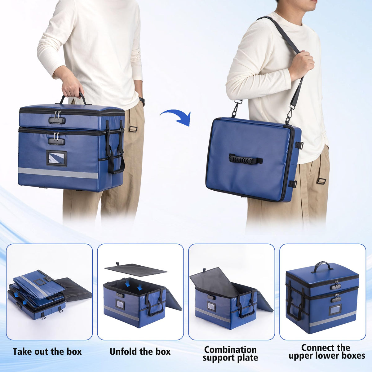 EXLIFBAG Fireproof File Organizer with Lock, 2 Layer