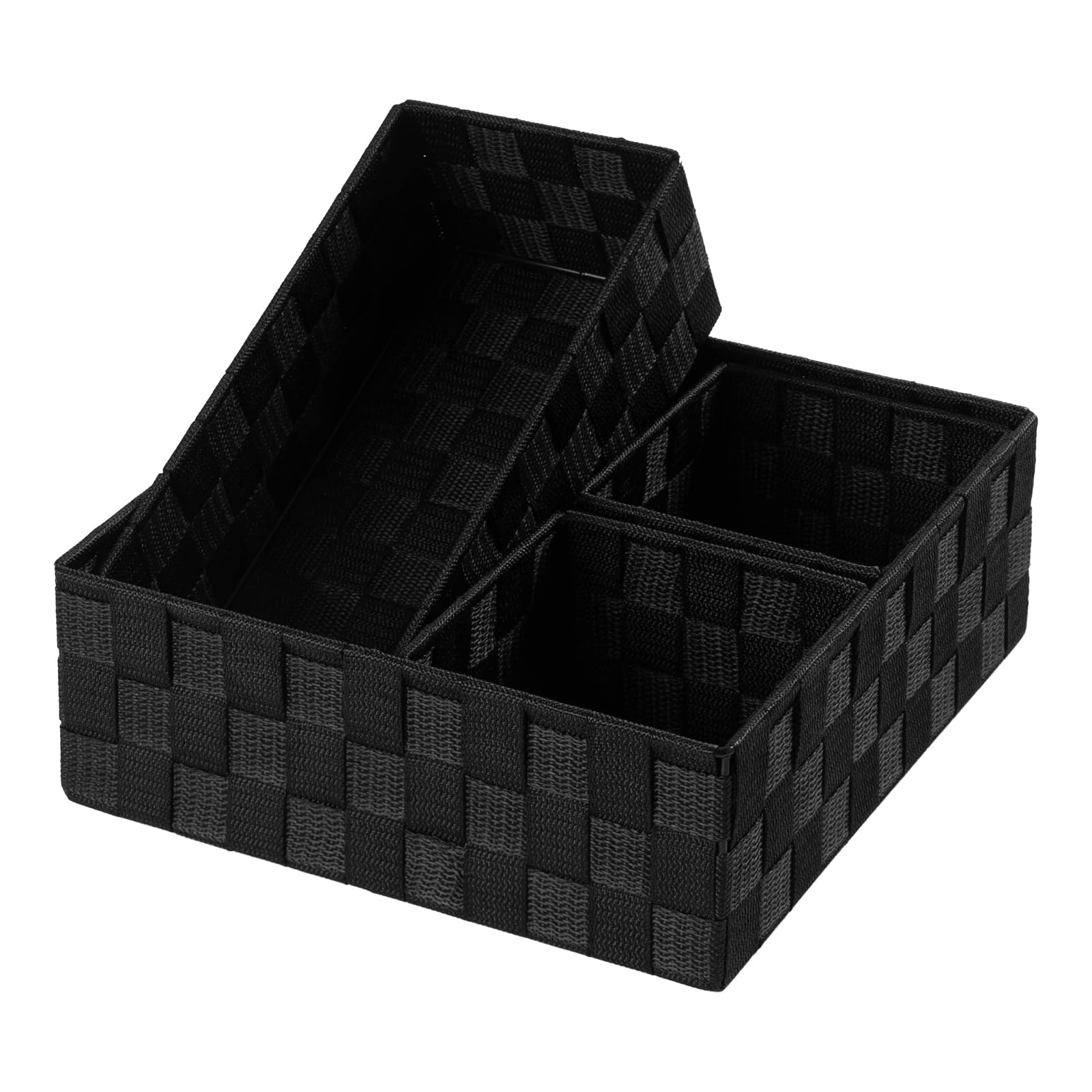 Posprica Small Black Baskets Cube Bin Container Tote,Woven Storage Baskets for Organizing Organizer