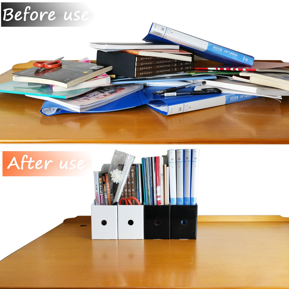 Limitliho 24 Pack White&Black Cardboard Magazine Holder for Desk or Shelves