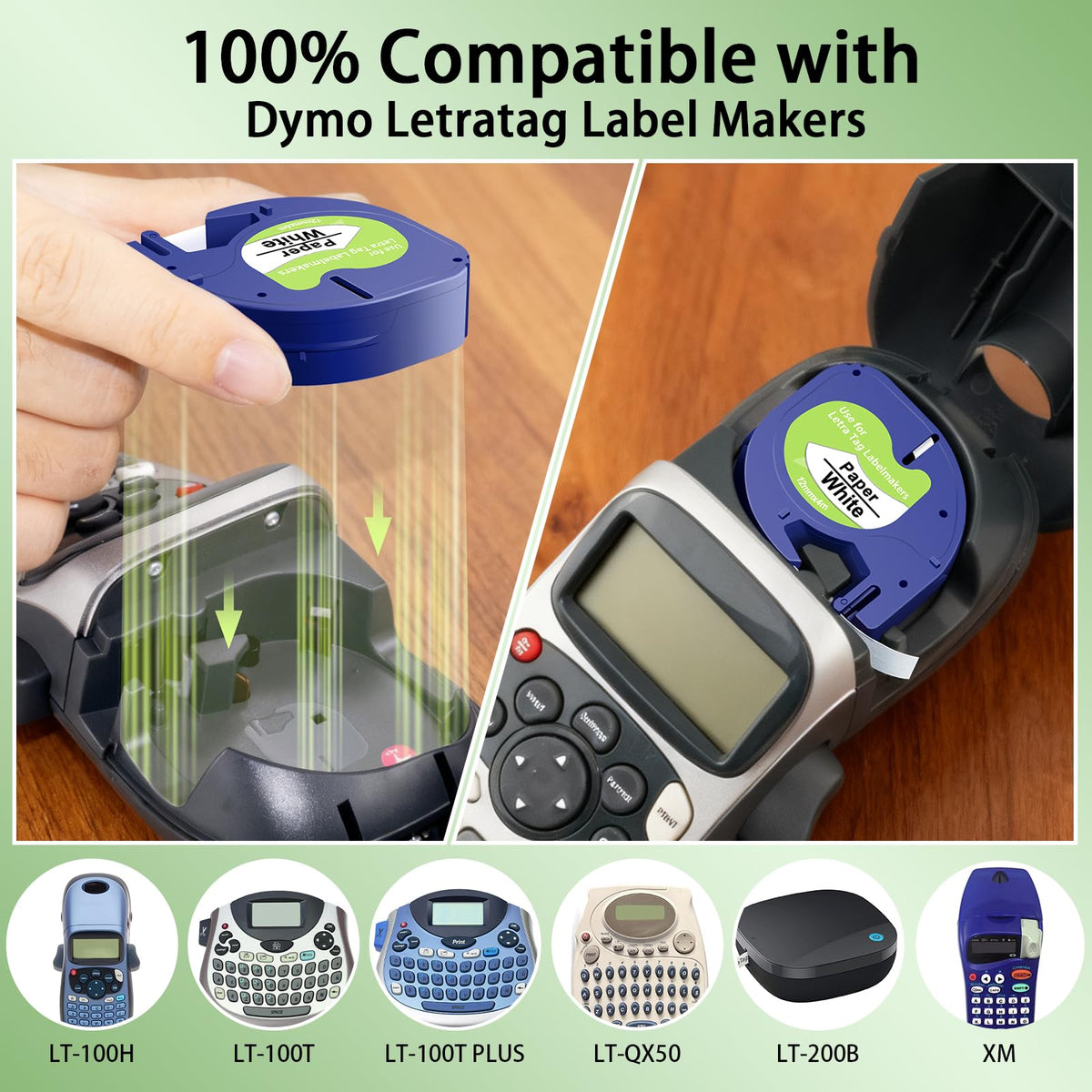 Compatible with Dymo LetraTag Label Maker Refills 91330 White Tape 12mm x 4m (1/2" 13') for Letra