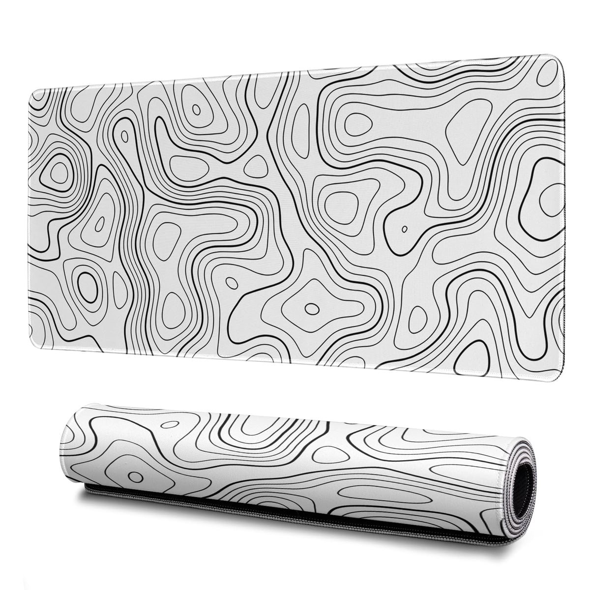 Topographic Contour Gaming Mouse Pad White Large Mouse Pad for Keyboard and Mousepad Desk Mat with