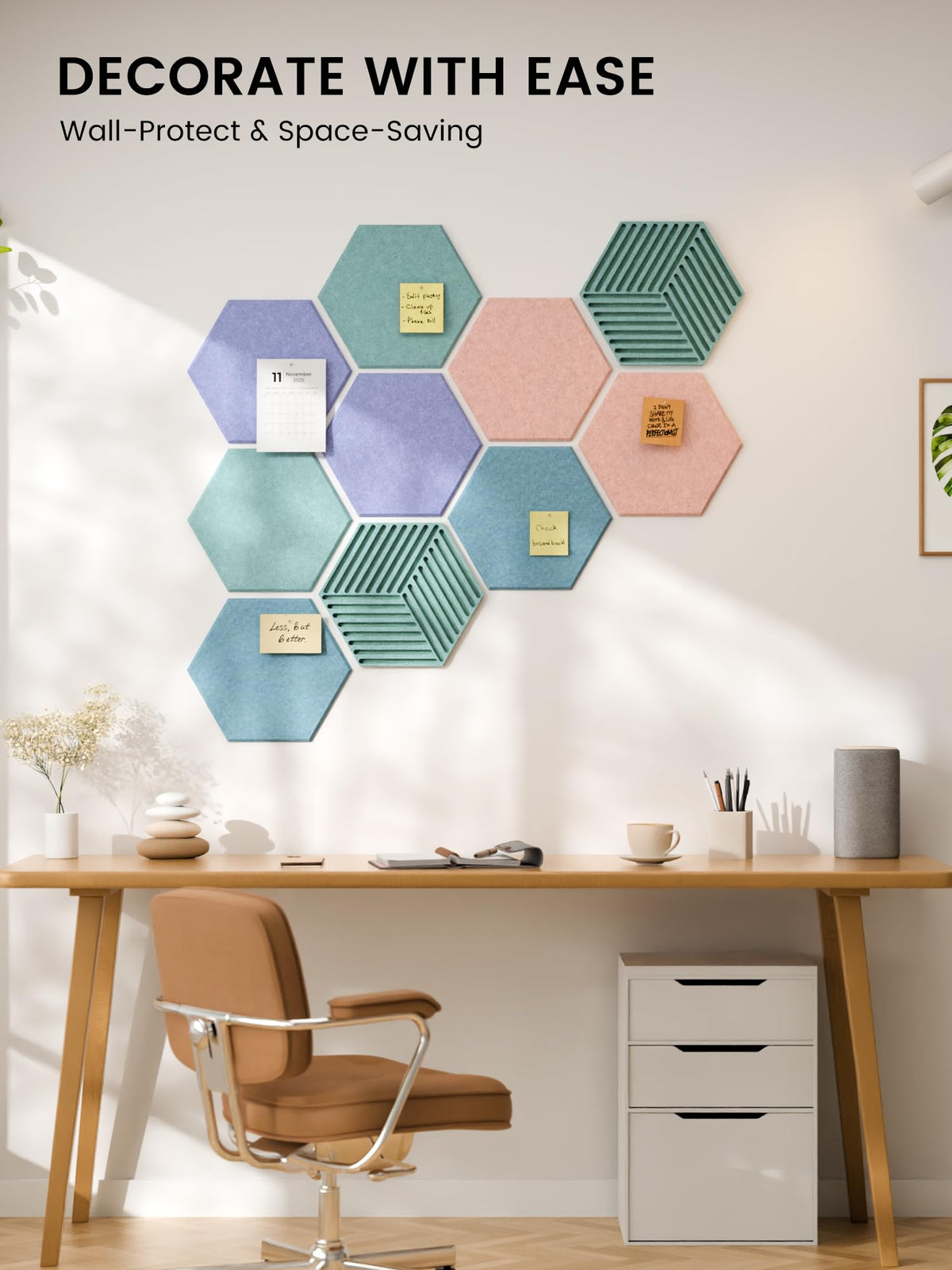 Fluxynara 10-Pack Hexagon Cork Board Alternative, Coastal Haze