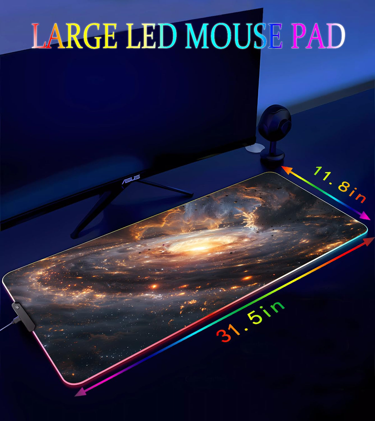 Armanza RGB Gaming Mouse Pad, Large Mousepad with Led Light, Gaming Accessories Keyboard Pad for