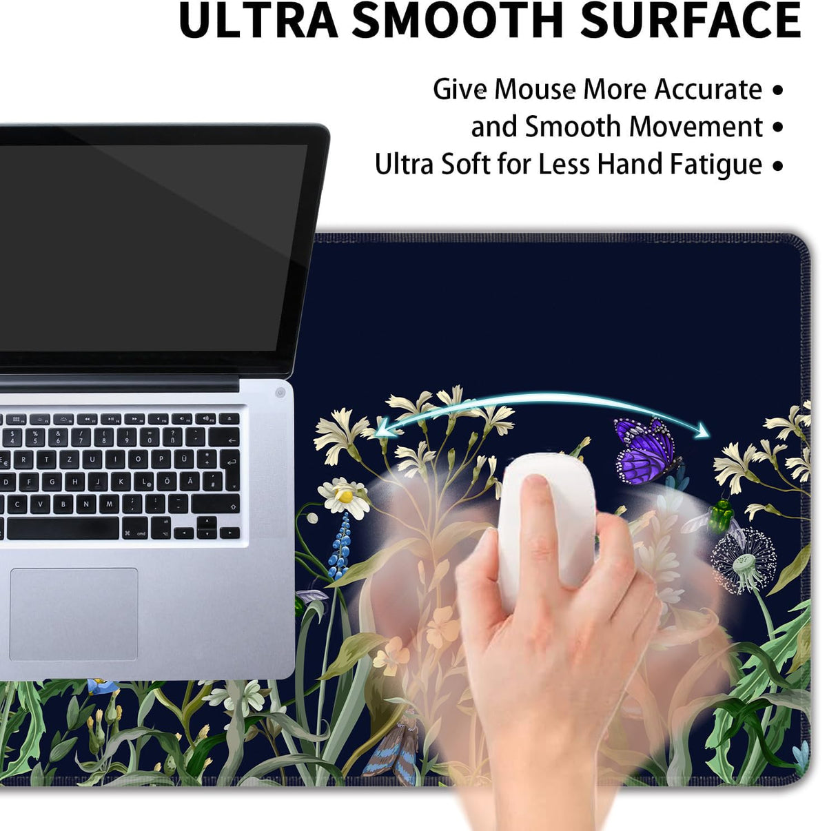 Weeds Flowers Large Mouse Pad,Gaming Keyboard Desk Pad,Extended Mouse Mat Non-Slip Rubber Base with