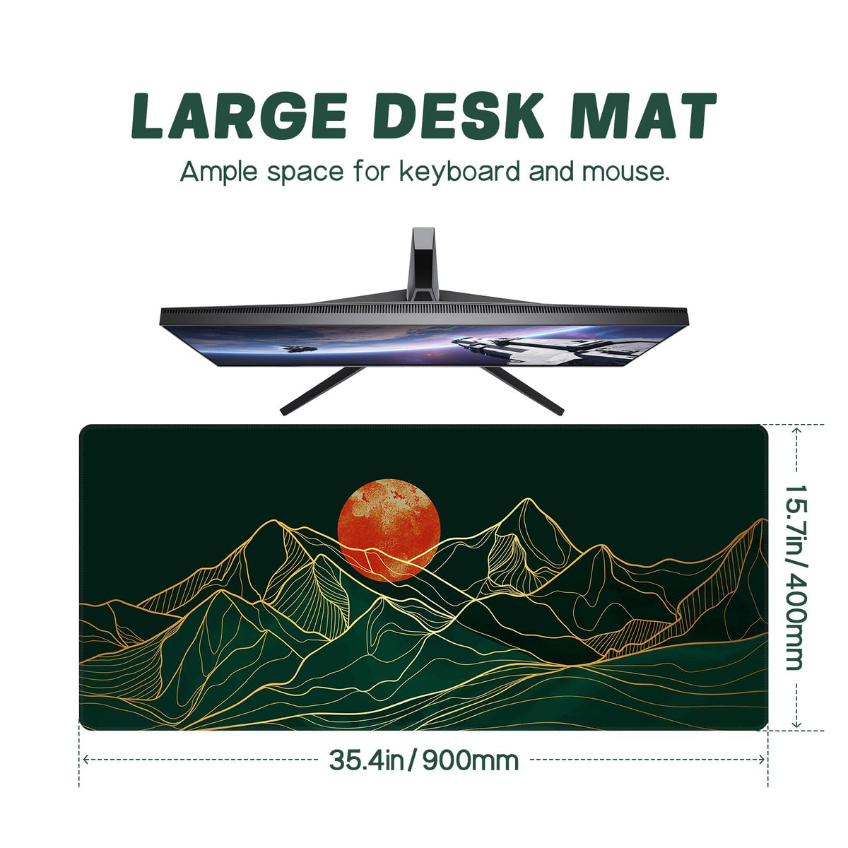Baziabbo Desk Mat,XXL Extended Large Mouse Pad,Gaming Mousepad with Stitched Edge,Non-Slip Rubber