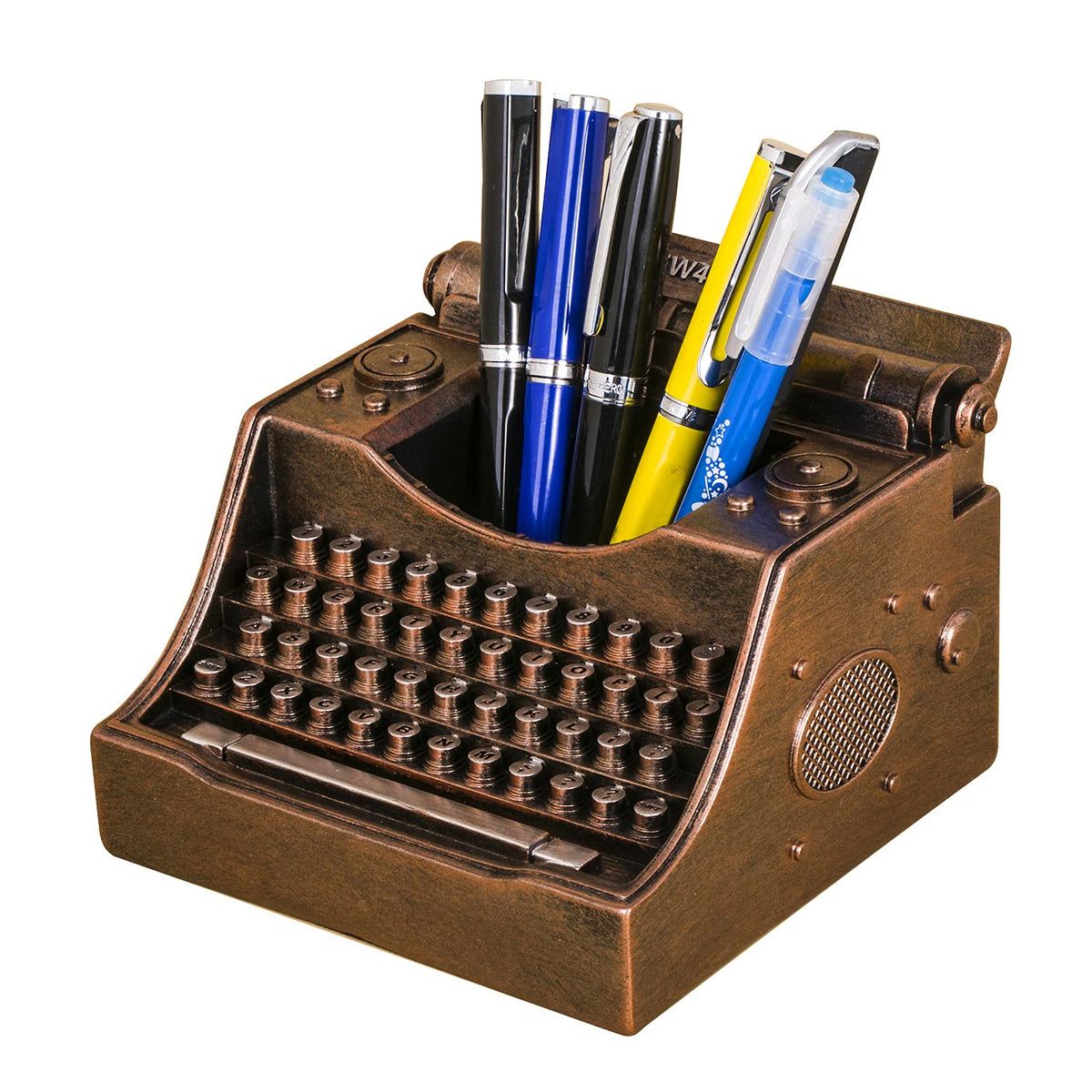 Amoysanli Retro Typewriter Pen Holder Desk Organizers for Writer's Bronze