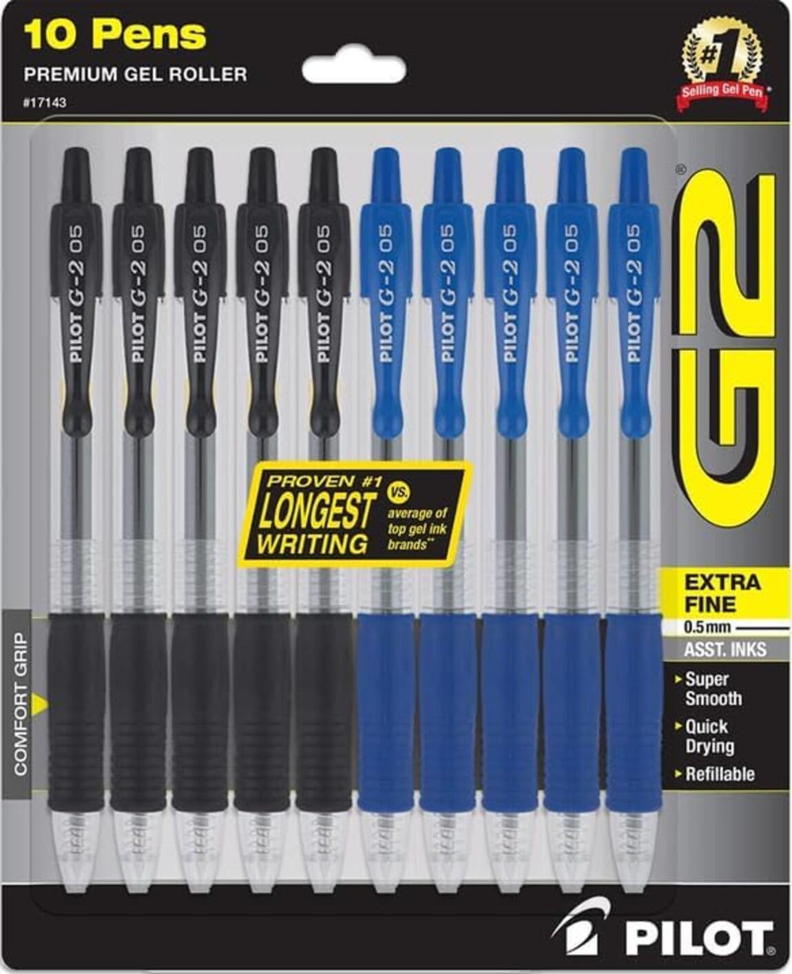 PILOT G2 Premium Gel Pens, 0.5mm Extra Fine Point, Pack of 10