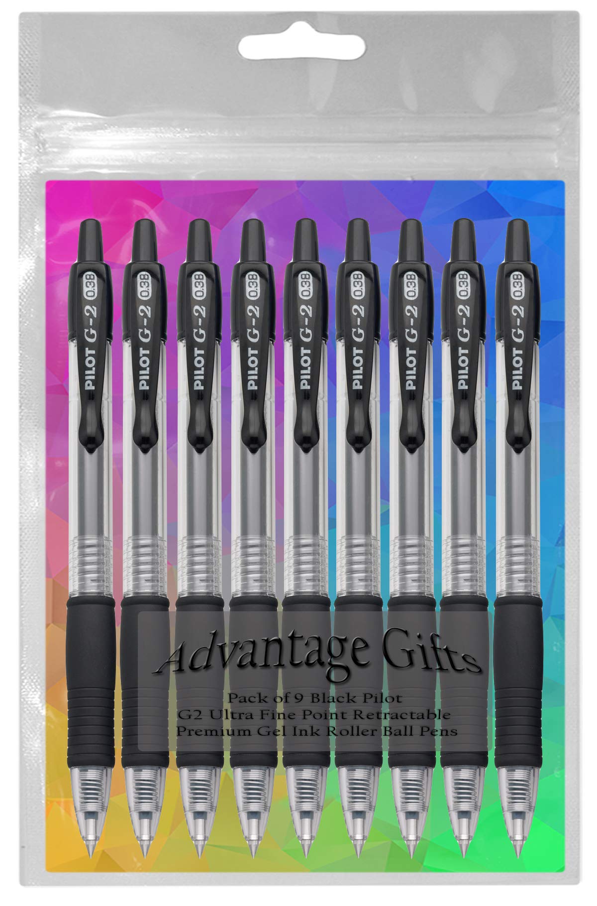 Advantage Gifts G2 Retractable Premium Gel Ink Roller Ball Pens Ultra Fine Point (.38mm) Black Ink