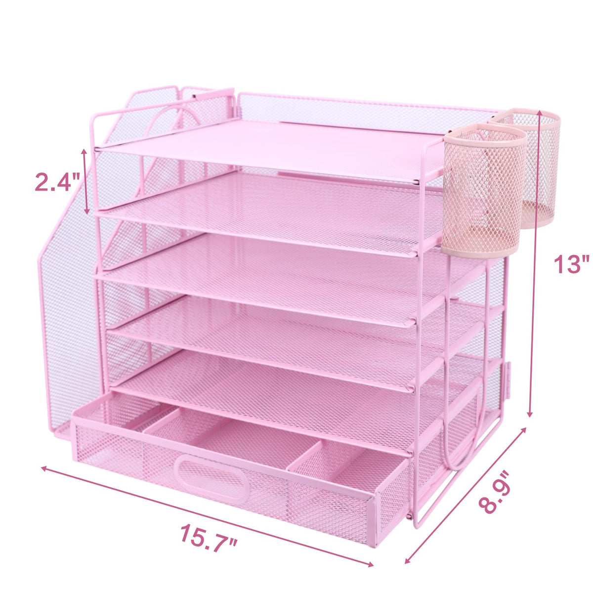 ideallife Desk Organizers and Accessories with File Holder, 6-Tier Paper Letter Tray Organiser with