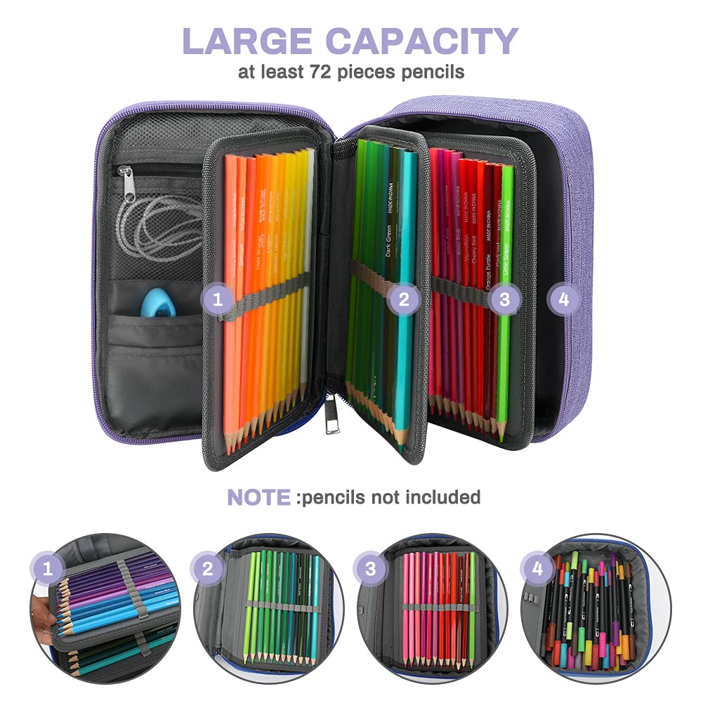 Number-one Large Capacity Pencil Case, 72 Slots Colored Pencil Pouch Bag Portable Pencil Holder