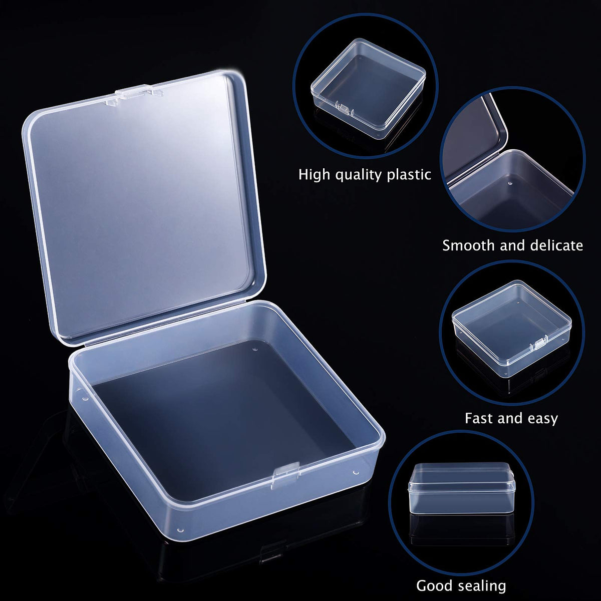 Jetec 30 Pieces Small Clear Plastic Storage Box, 3.7 x 3.7 x 1.2 Inch