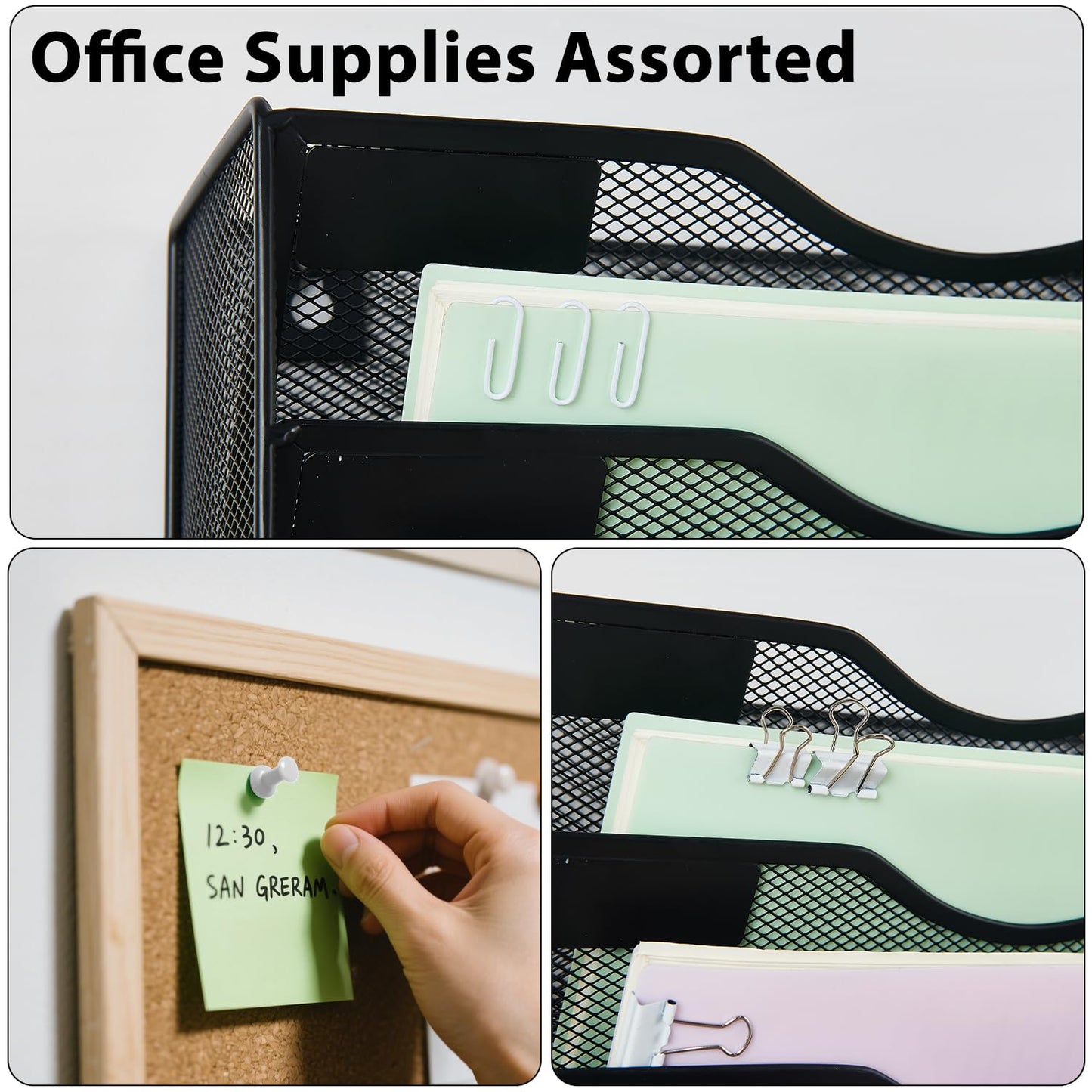 LEKETREE Wall File Organizer with Office Assorted, 5 Pockets Mesh Wall Mounted Hanging Files