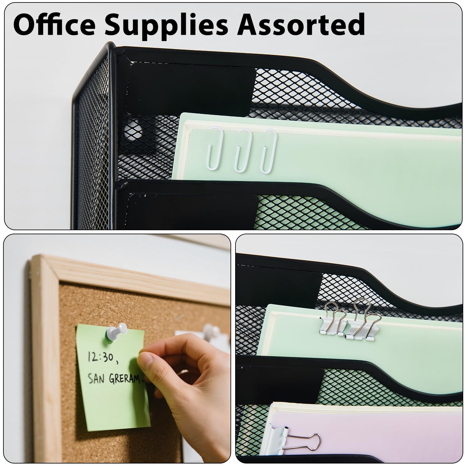 LEKETREE Wall File Organizer with Office Assorted, 5 Pockets Mesh Wall Mounted Hanging Files