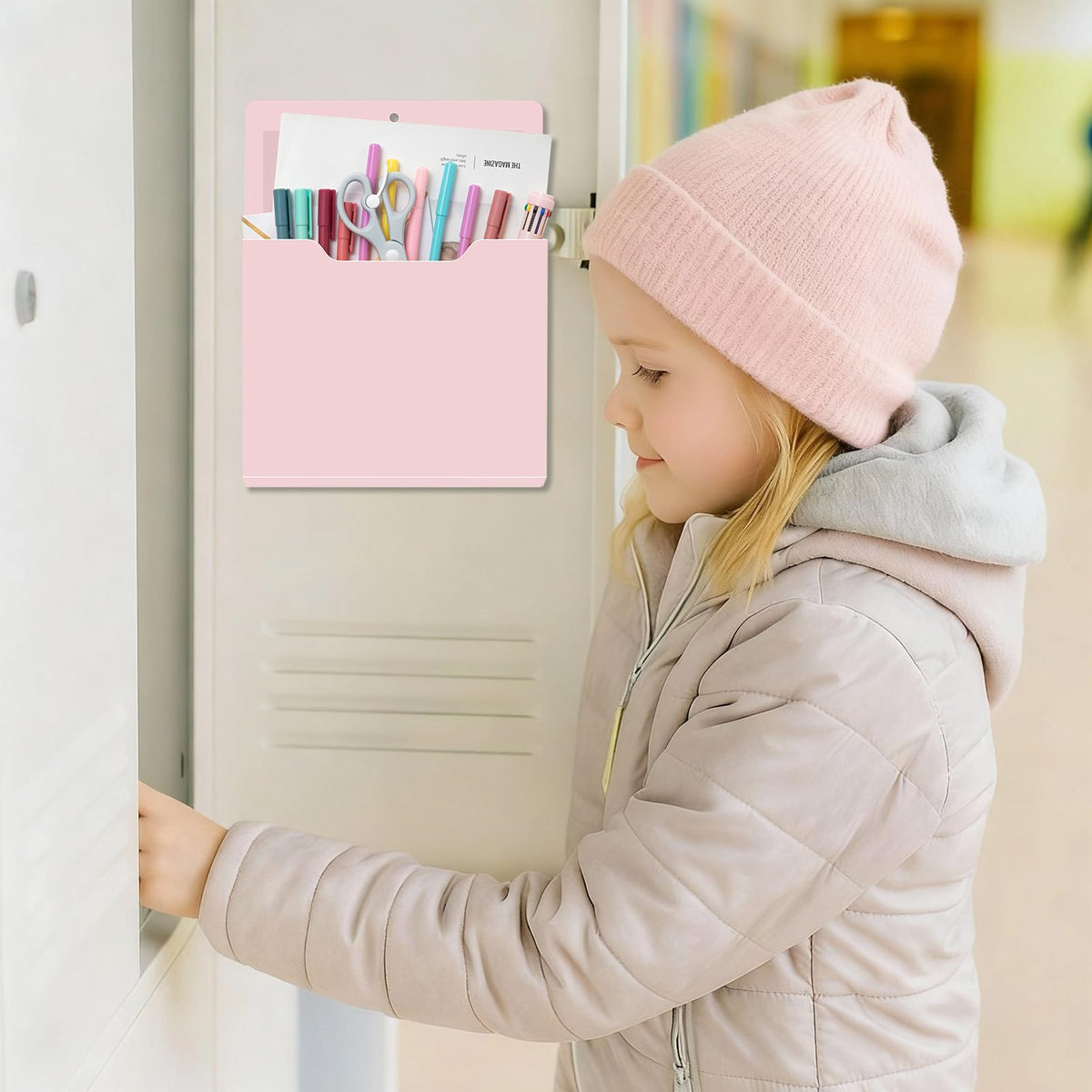 Fuutreo Magnetic Wall File Holder,6pcs,Rose Pink,Vertical-large