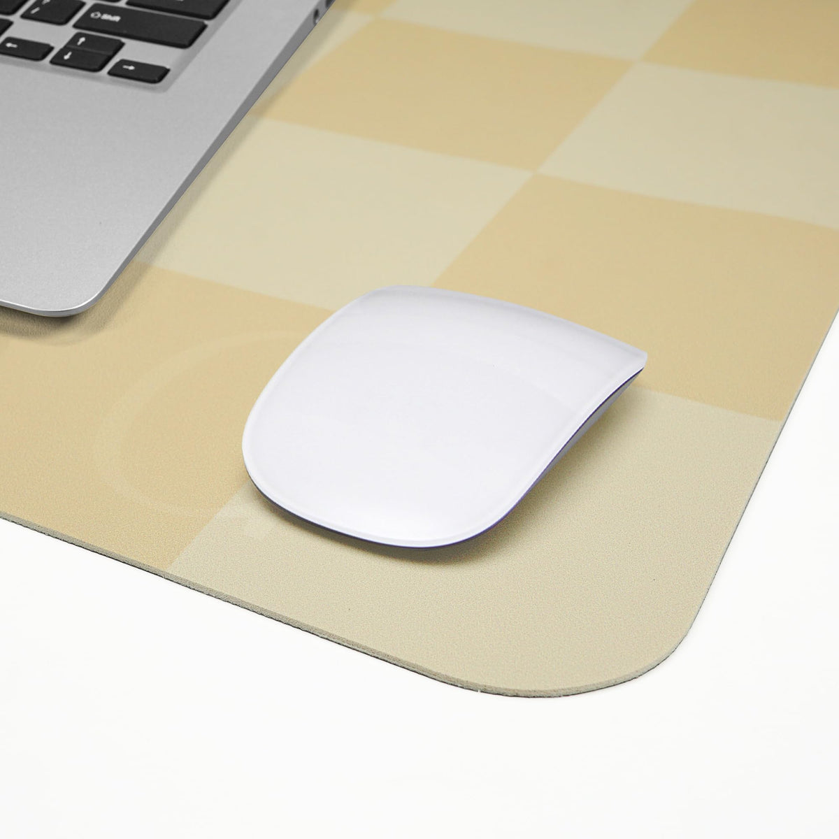 AFIING Leather Desk Mat, 31.5"x12", White Grey