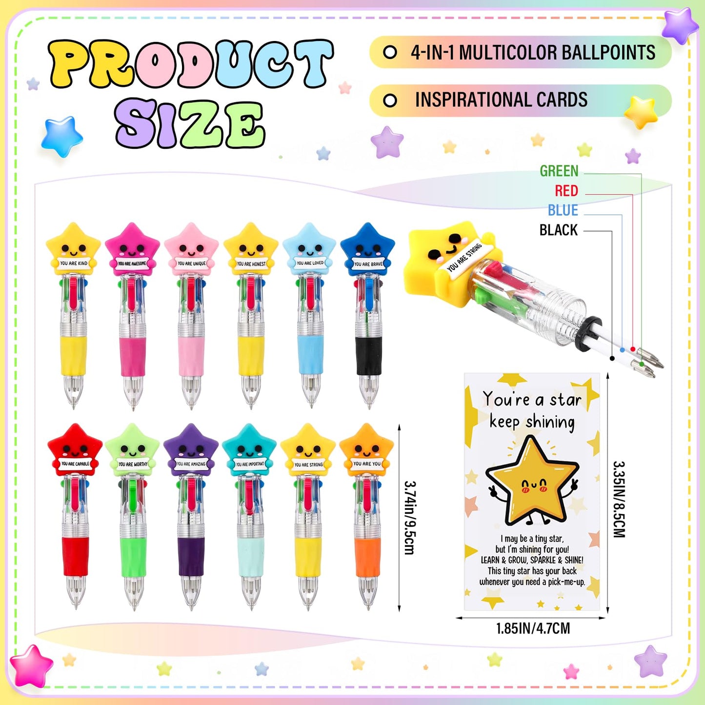 Sayglossy 24 Set Star Party Favor Pens Bulk, You're a Star Gifts with Card