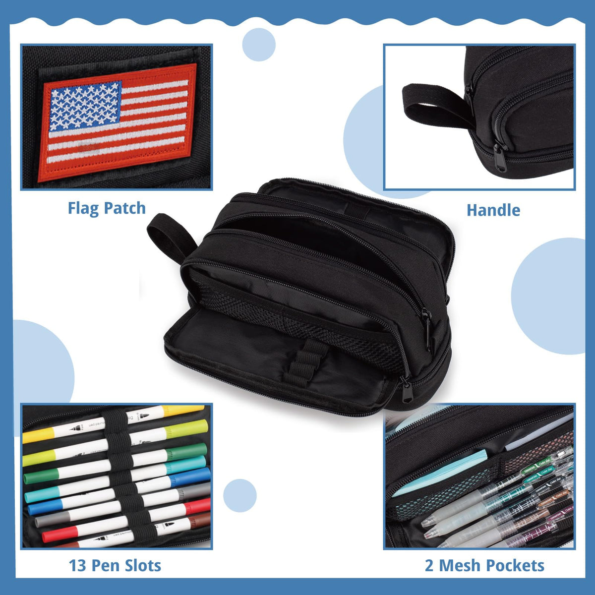 Tactical 4 Compartments Pencil Case for Boy, Large Pen Pouch Bag for School