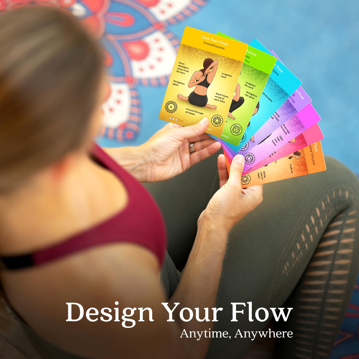 Asana Moon Premium Yoga Cards – Deck with Over 120 Yoga Poses – Yoga Sequencing Deck with Yoga Cues