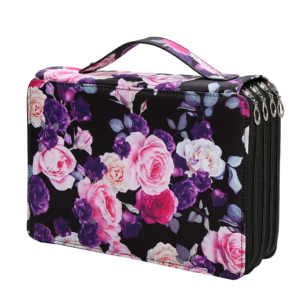 Lbxgap 200 Slots Pencil Case 4-Layer Zipped Holder w/Handle