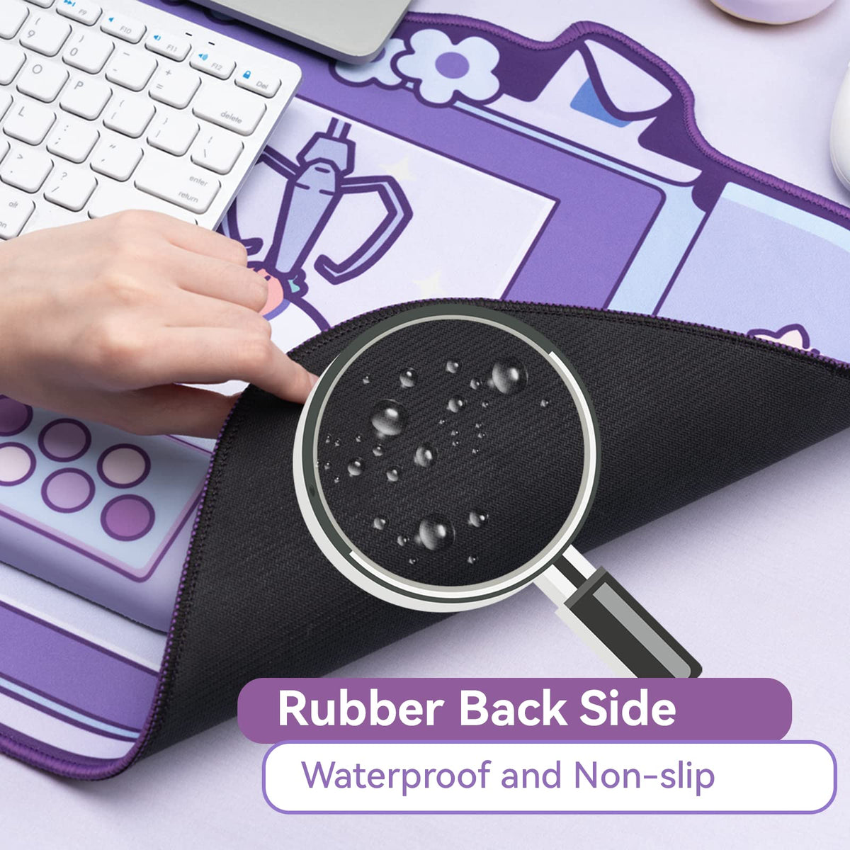 GeekShare Cute Bunny Mouse Pad - Non-Slip Rubber Base Desk Mat for Keyboard and Mouse, Perfect for