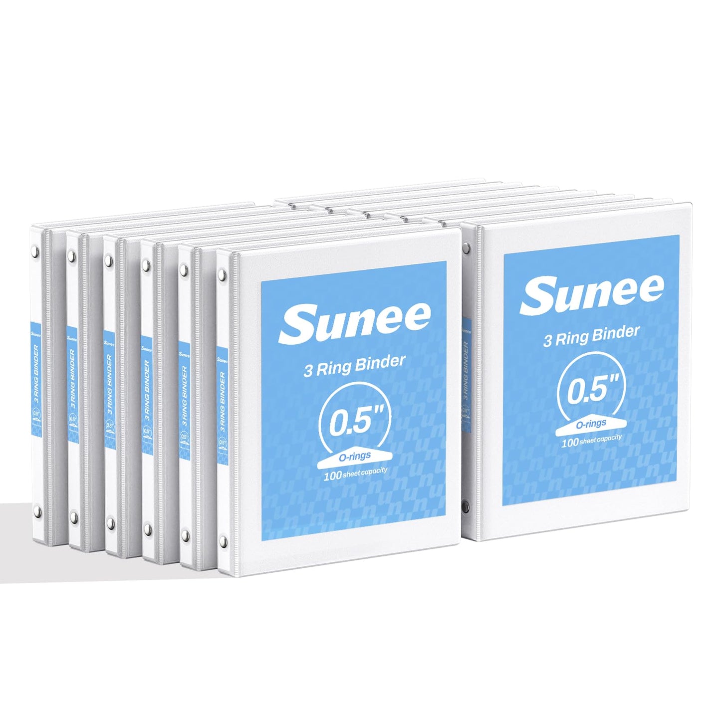 SUNEE 1/2 Inch Binders 3 Ring 12 Pack Bulk, 3 Ring Binders Clear View PVC-Free (Fit 8.5x11 Inches)