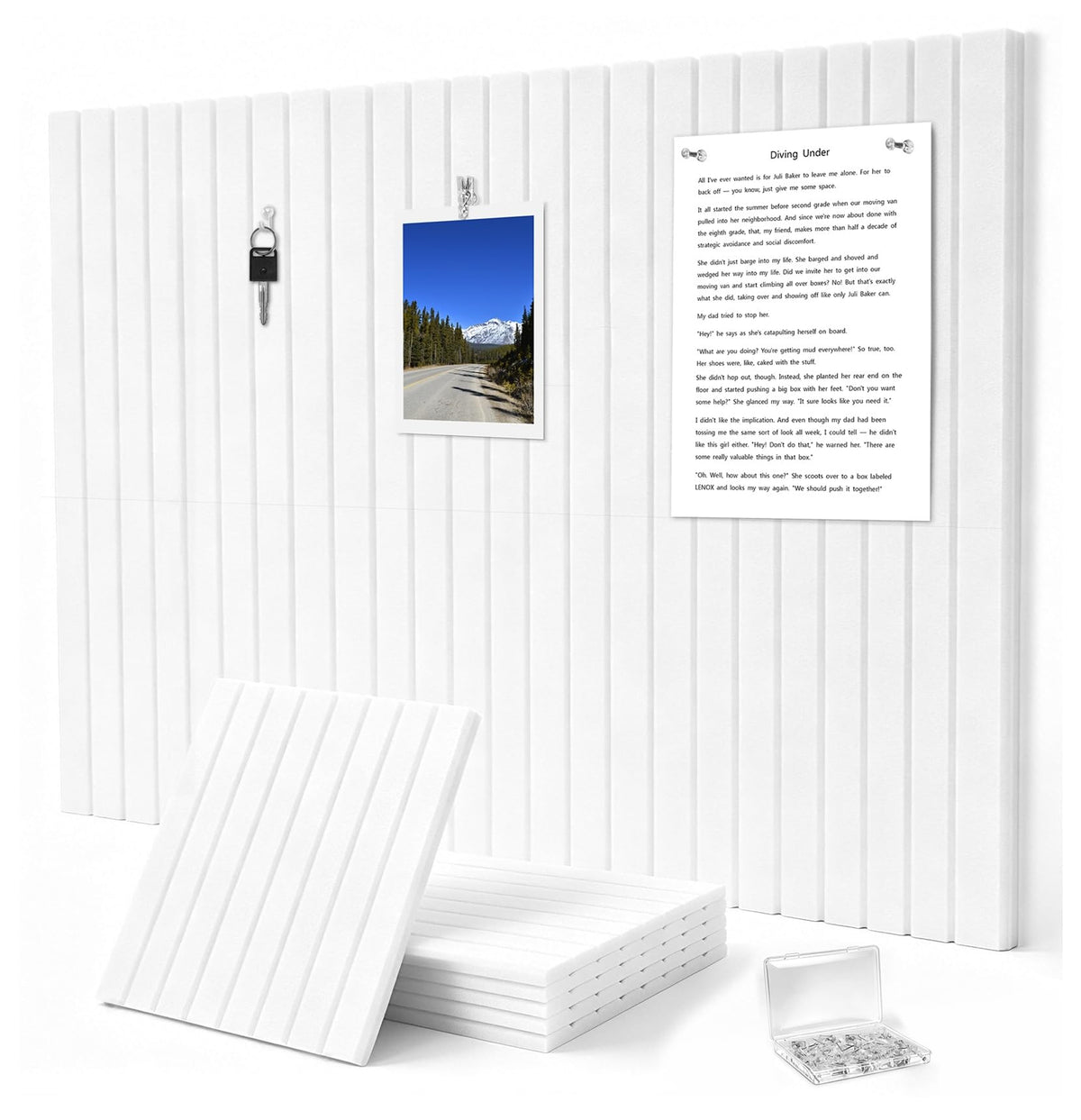 G Gamit 0.47" Thick Felt Pin Board 36"x24" Large Cork Board Alternative 6 Pack 11.81"x11.81"Felt