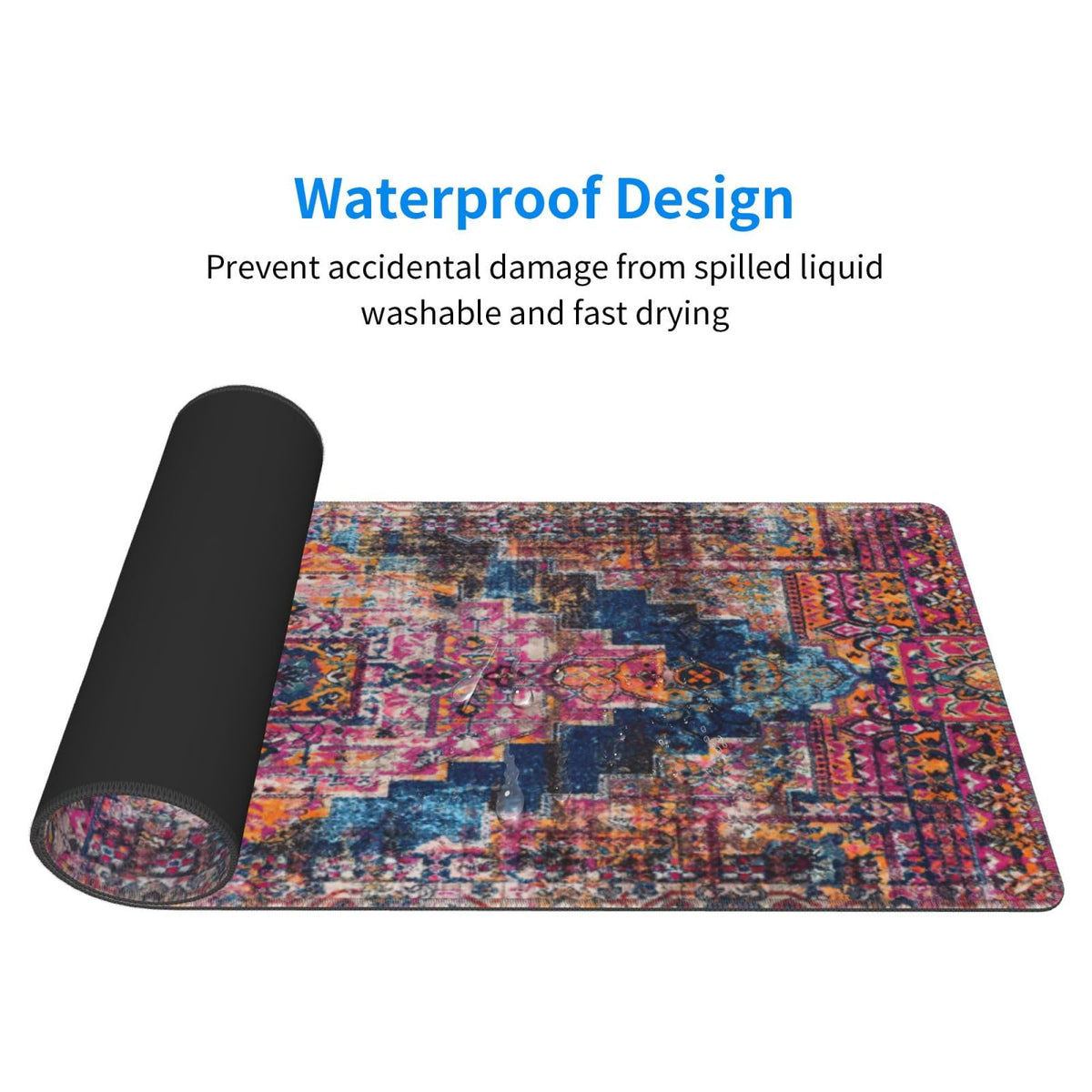 Pink Boho Style Vintage Large Gaming Mouse Pad, Extended Big Keyboard Mouse Mat, Long Computer