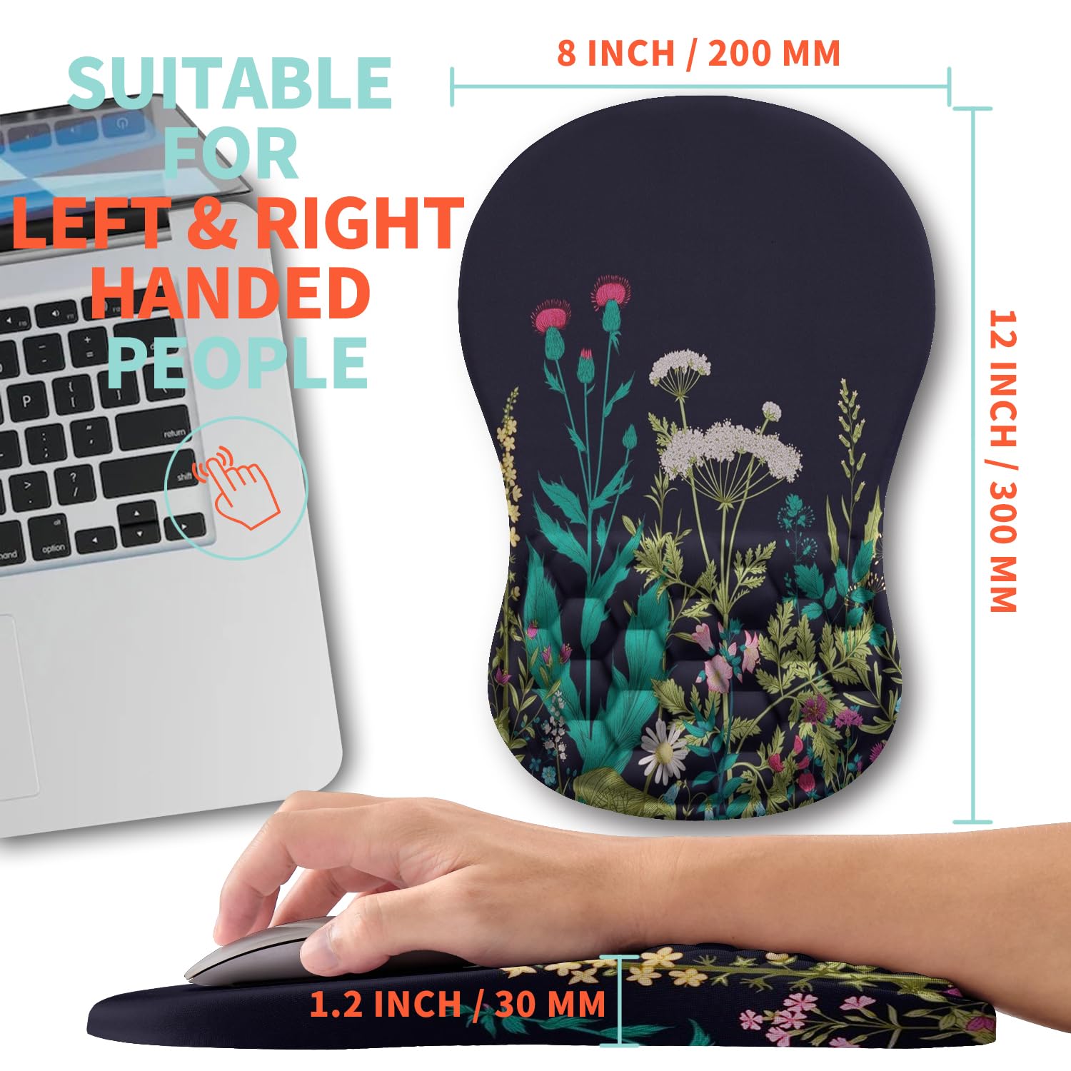 Kuosgm Ergonomic Mouse Pad Wrist Support with Memory Foam Massage Bulge, Carpal Tunnel Pain Relief