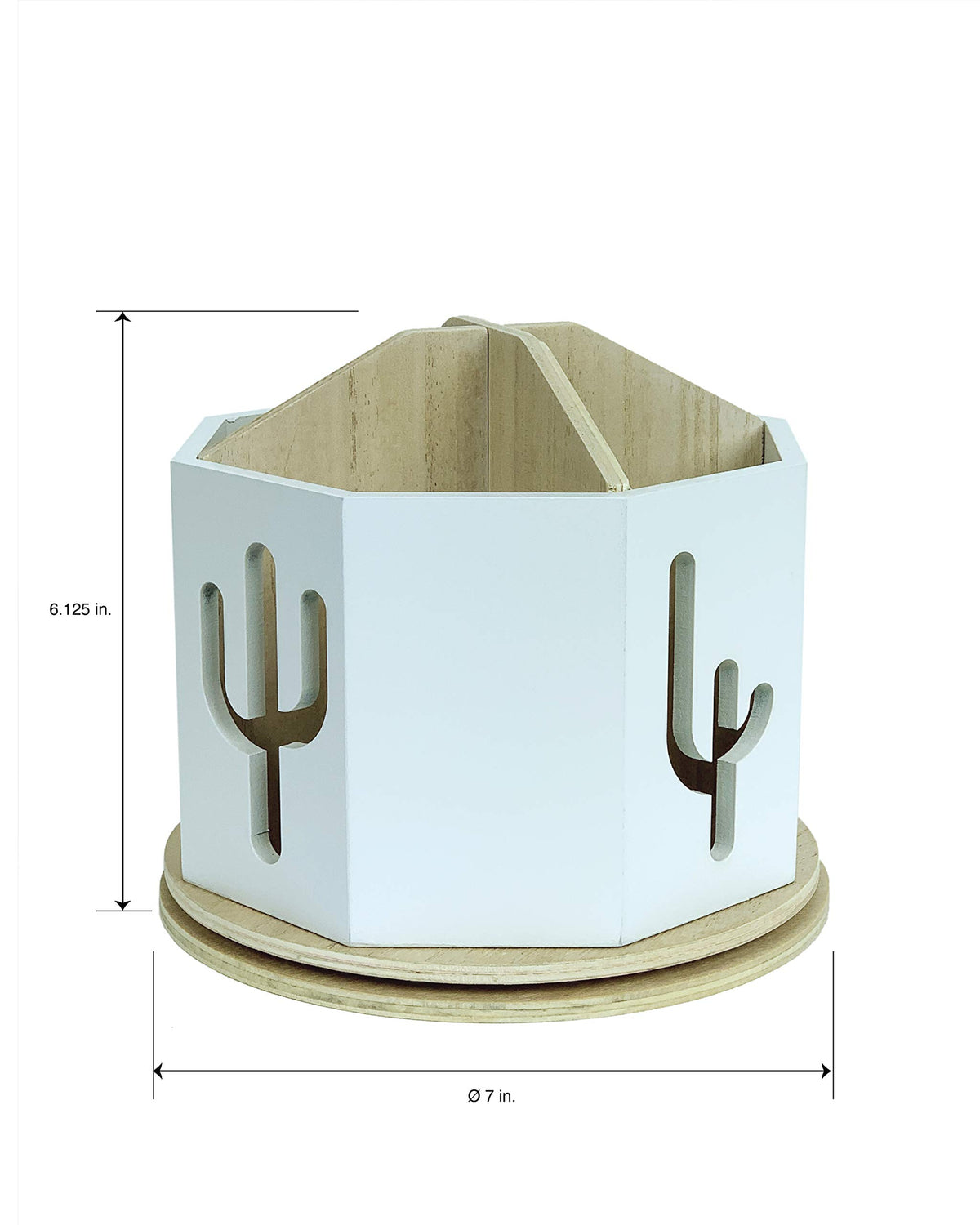Spinning Desktop Stationary Organizer – Decorative Wooden Rotating Pen and Pencil Cup – Desk and