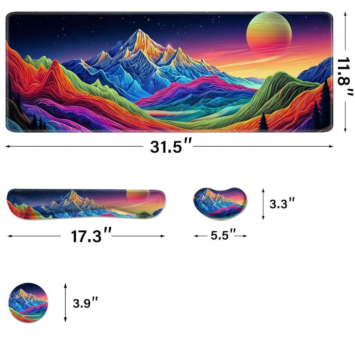 Desk Pad and Keyboard Wrist Rest, Large Mouse Pad + Keyboard Pad+Mouse Wrist Support, Non-Slip Desk