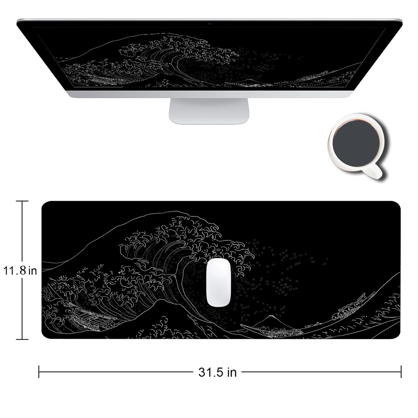 SANWUMIAN Gaming Mouse Pad, Large Mouse Pads for Desk, Non-Slip Rubber Base Mousepad, Keyboard