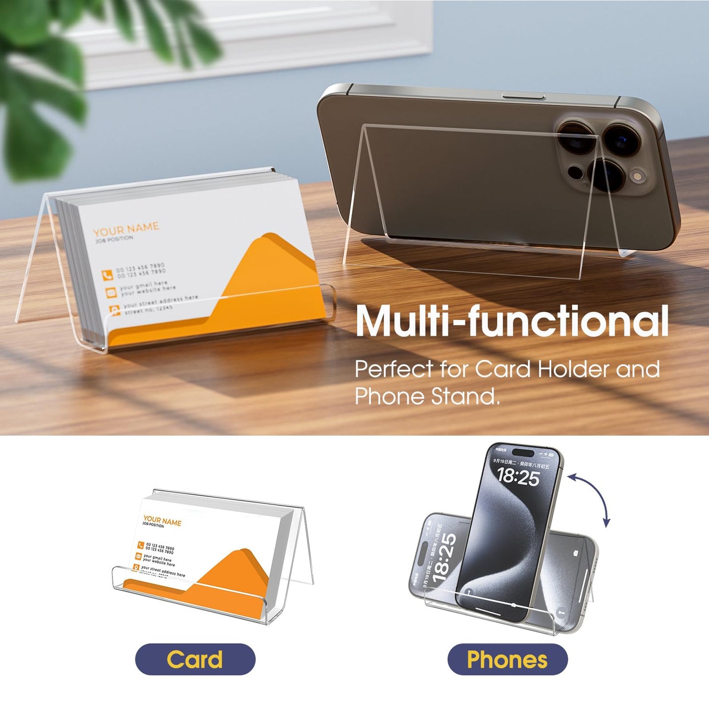 MaxGear Acrylic Business Card Holder for Desk 6 Pack
