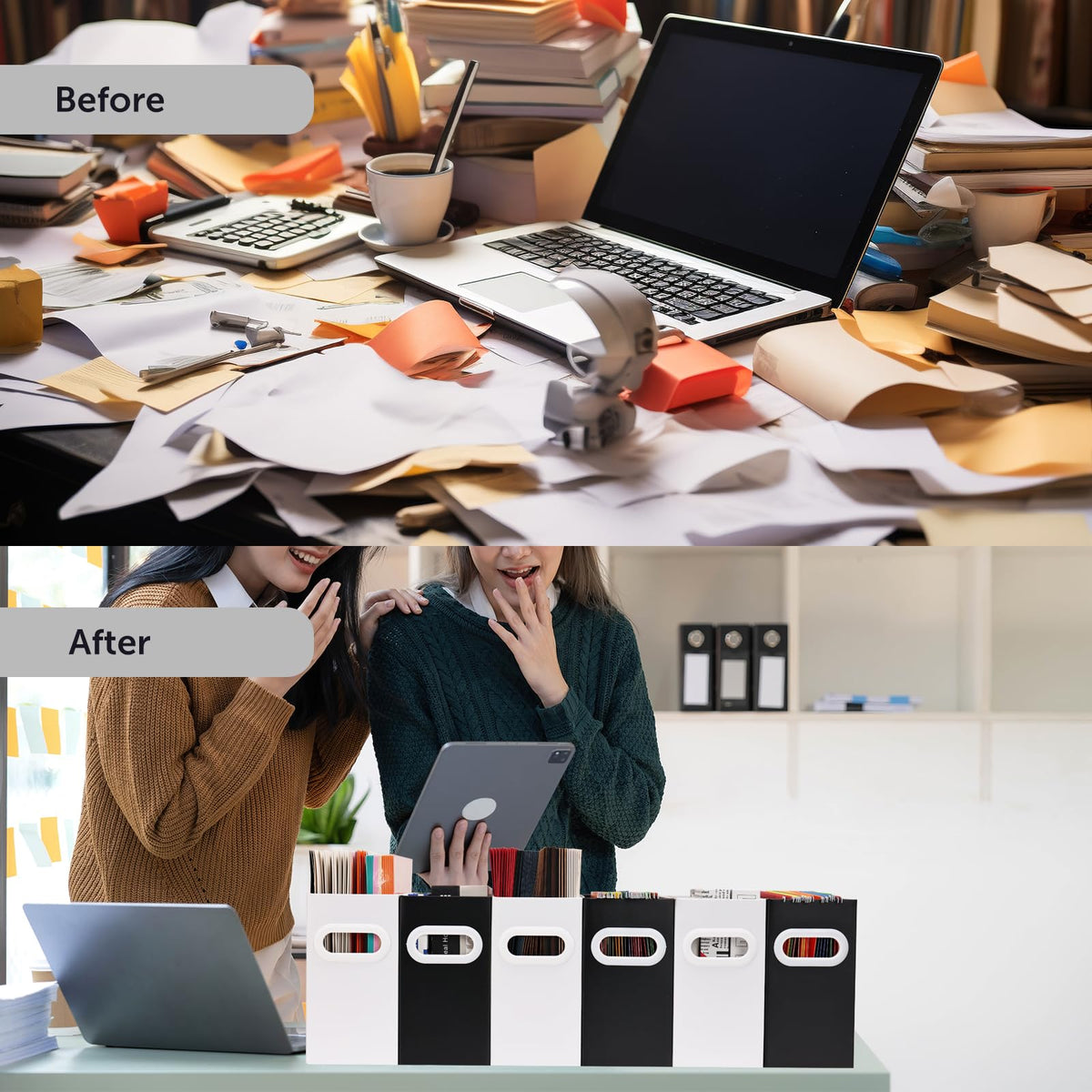 Aosric File Box for Hanging File Folders, Collapsible Cardboard Box