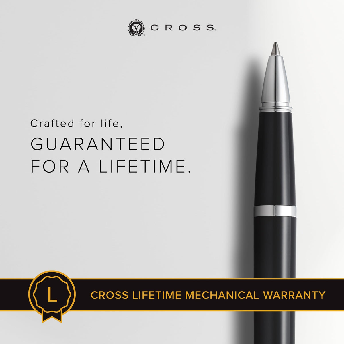 Cross Bailey Light Rollerball Pen, Glossy Black, Medium Point, Black Ink