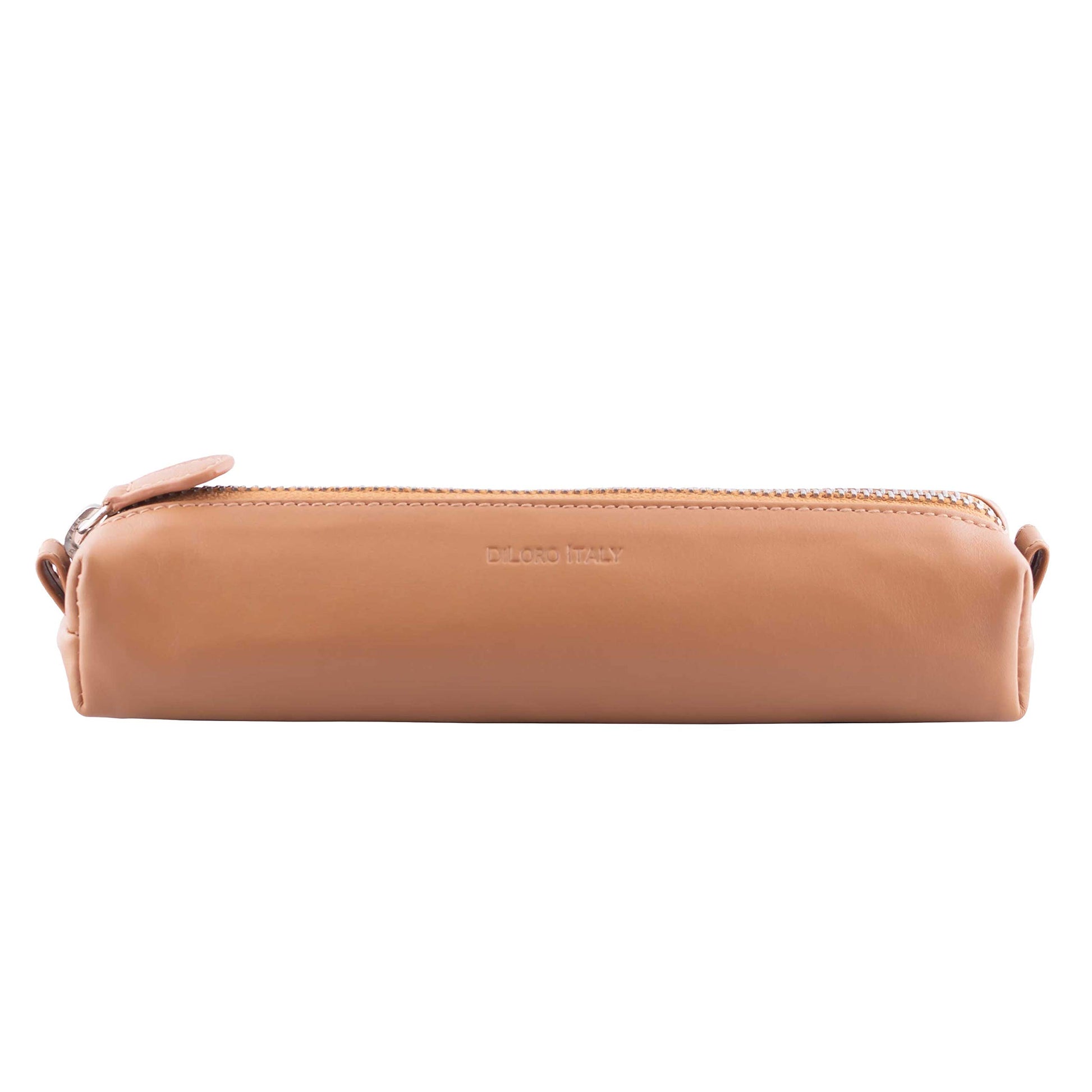 DiLoro Leather Zippered Fountain Ballpoint Rollerball Pens and Pencils Case Holder Pouch Genuine