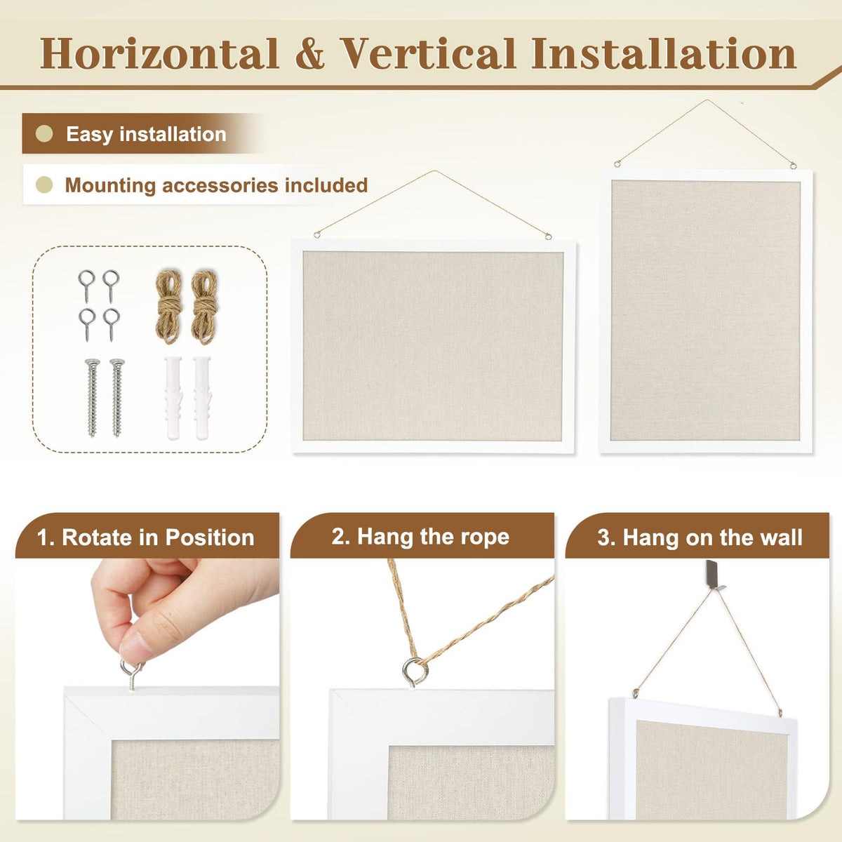 AMUSIGHT 2-Pack Double-Sided Wood Framed Cork Board with Linen, 16" x 12"