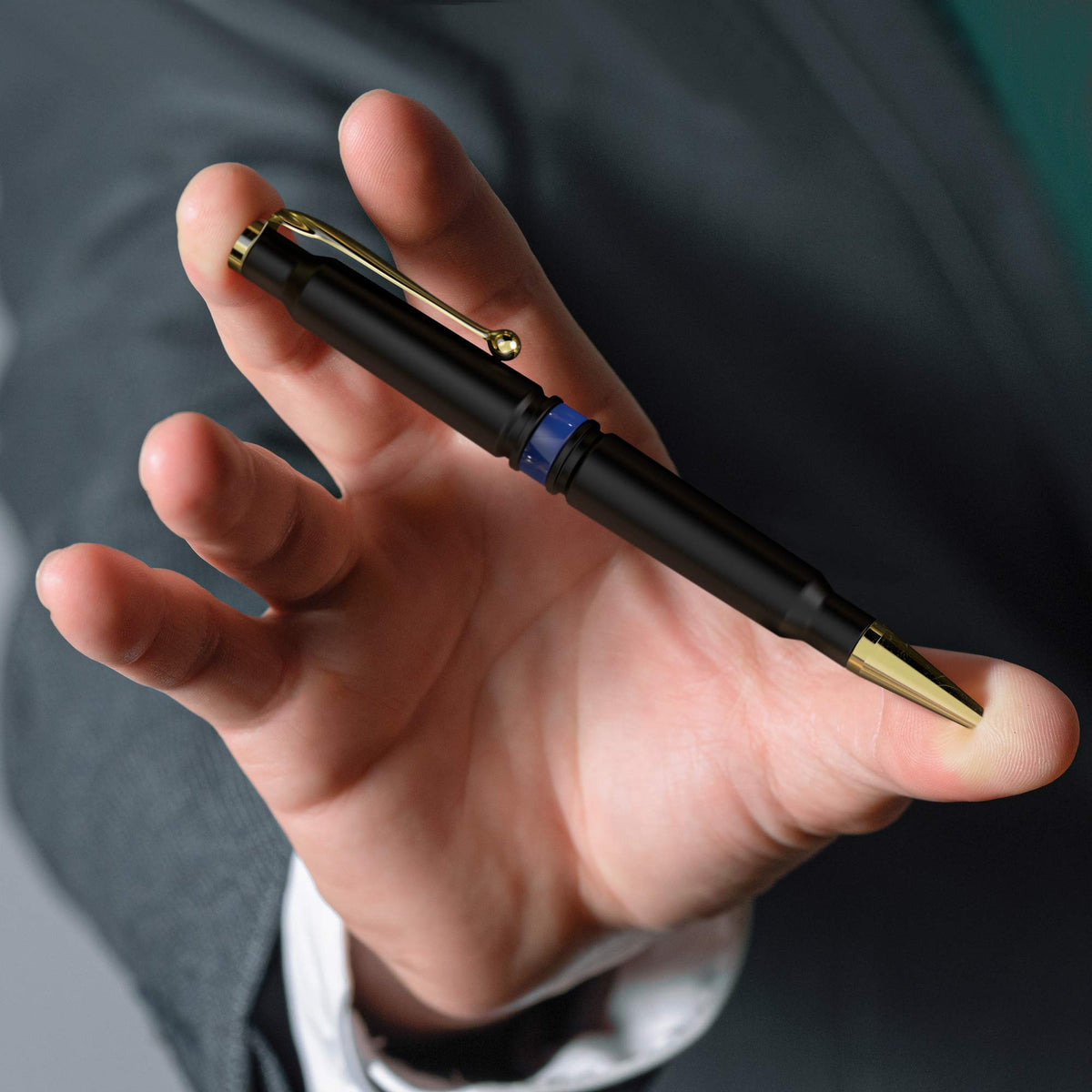 .308 Real Authentic Brass Casing Refillable Twist Pen - Tactical Gift Box - Thin Blue Line