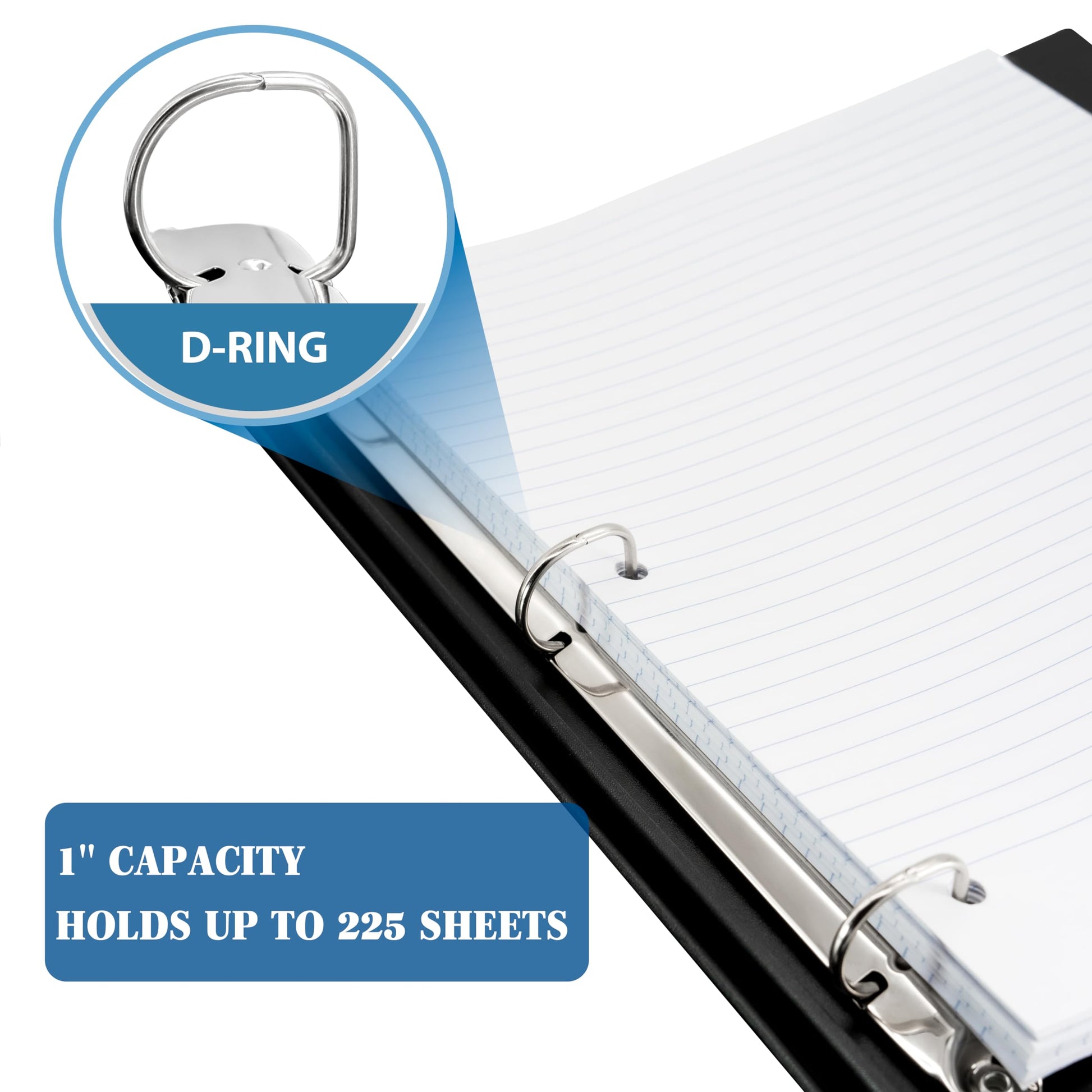 INFUN 1 INCH Telescoping 3 Ring Binder - 4PCS, Portable Plastic Binder with Telescoping Spine ，3