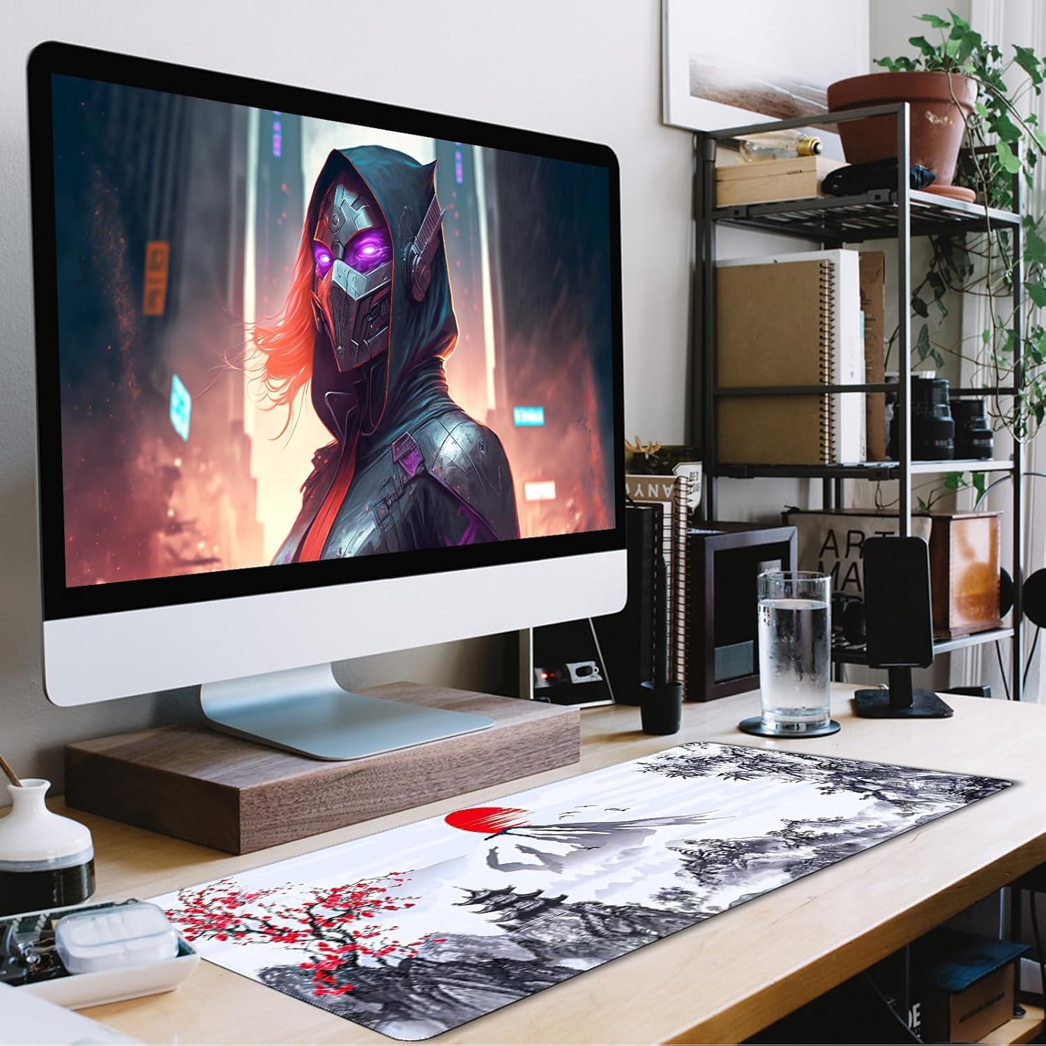 Gaming Mouse Pad Ink Pattern, 35.4x15.7 Inch Waterproof Computer Big Mousepad Non-Slip Mouse Mat